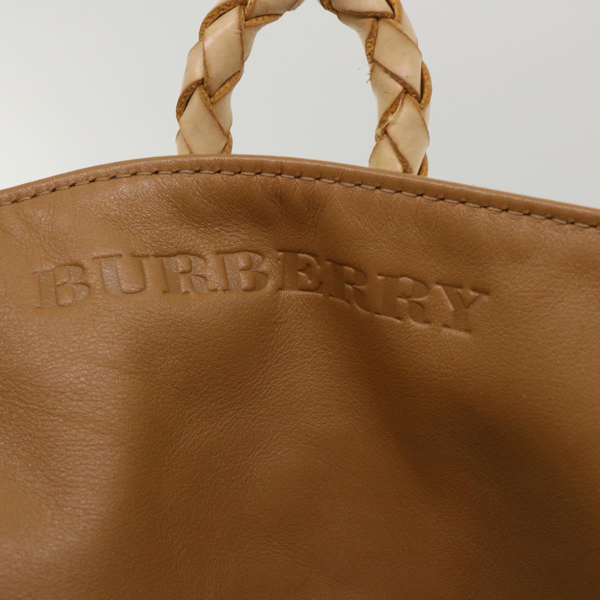 BURBERRY Nova Check Shoulder Bag Suede Beige Auth ki2646