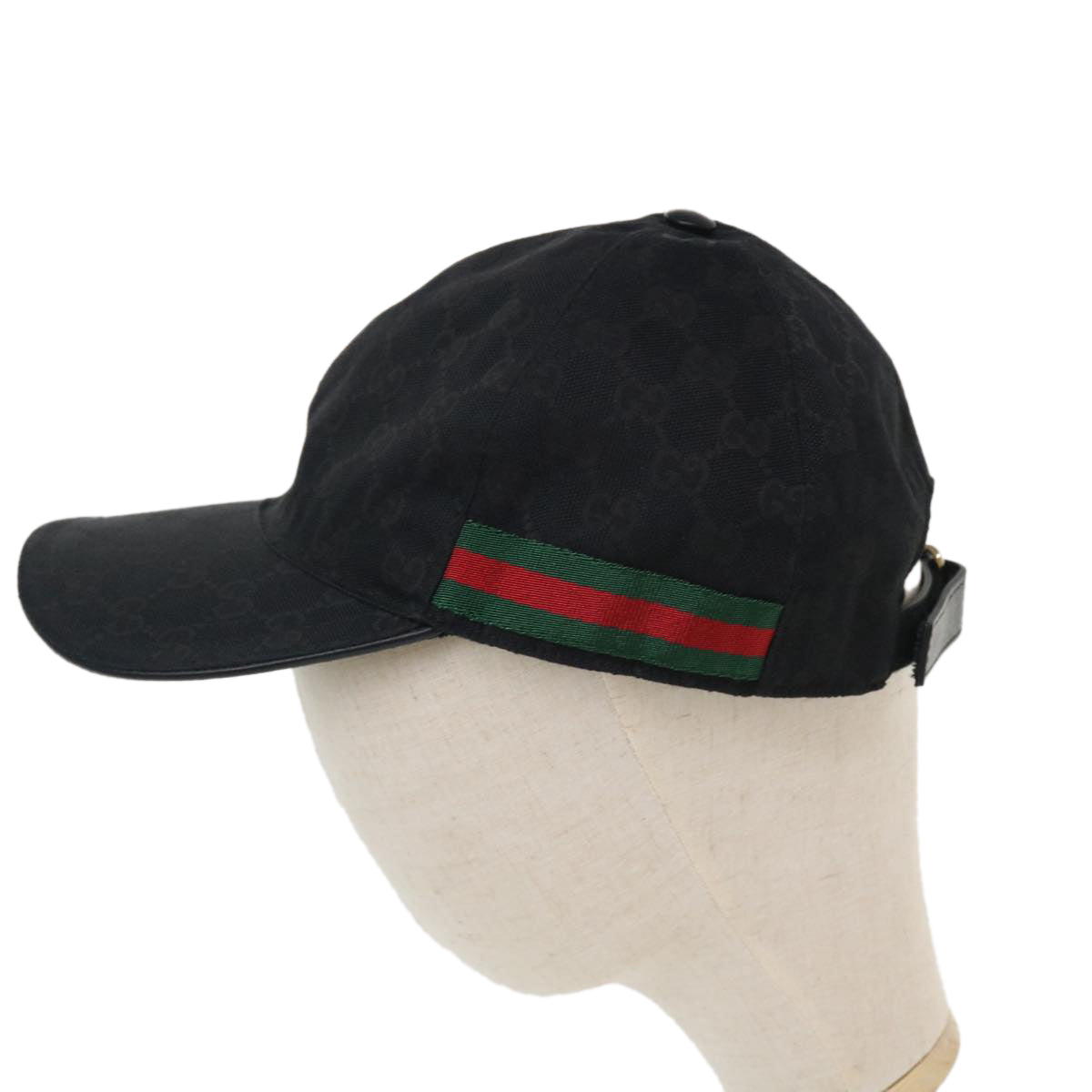 GUCCI GG Canvas Web Sherry Line Cap XL Black Red Green 200035 Auth ki2685