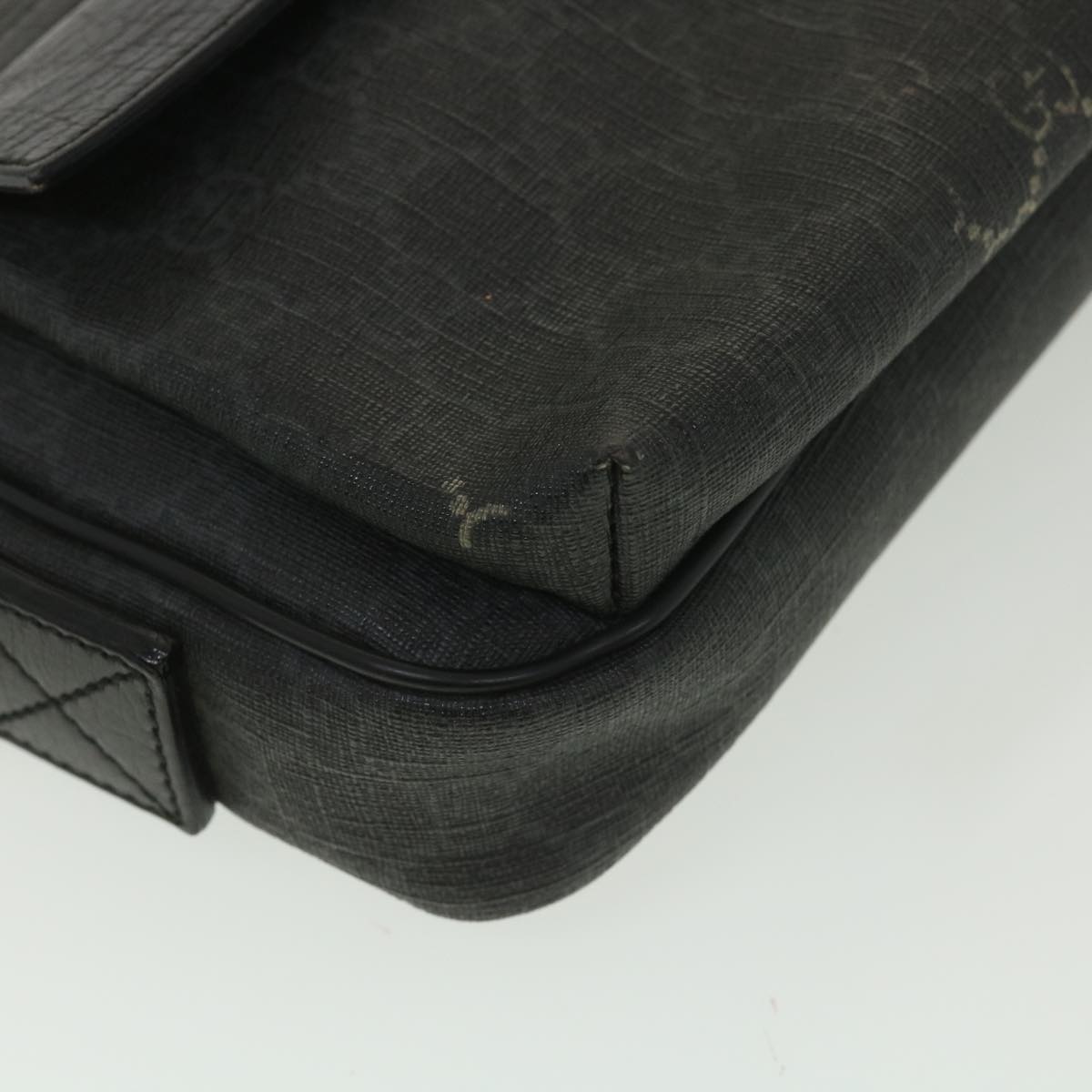 GUCCI GG Canvas Clutch Bag PVC Leather Black 162784 Auth ki2694