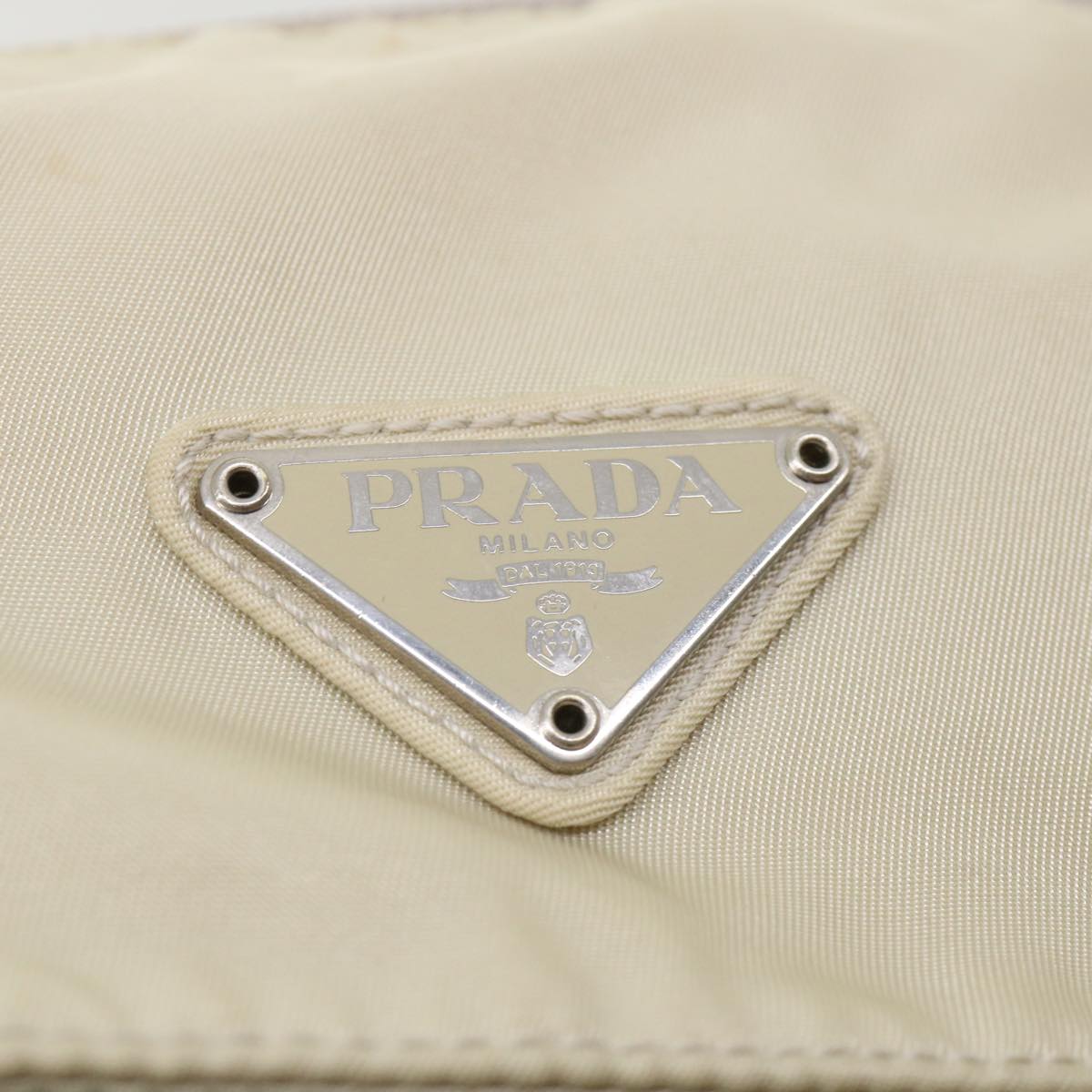 PRADA Shoulder Bag Nylon Cream Auth ki2717