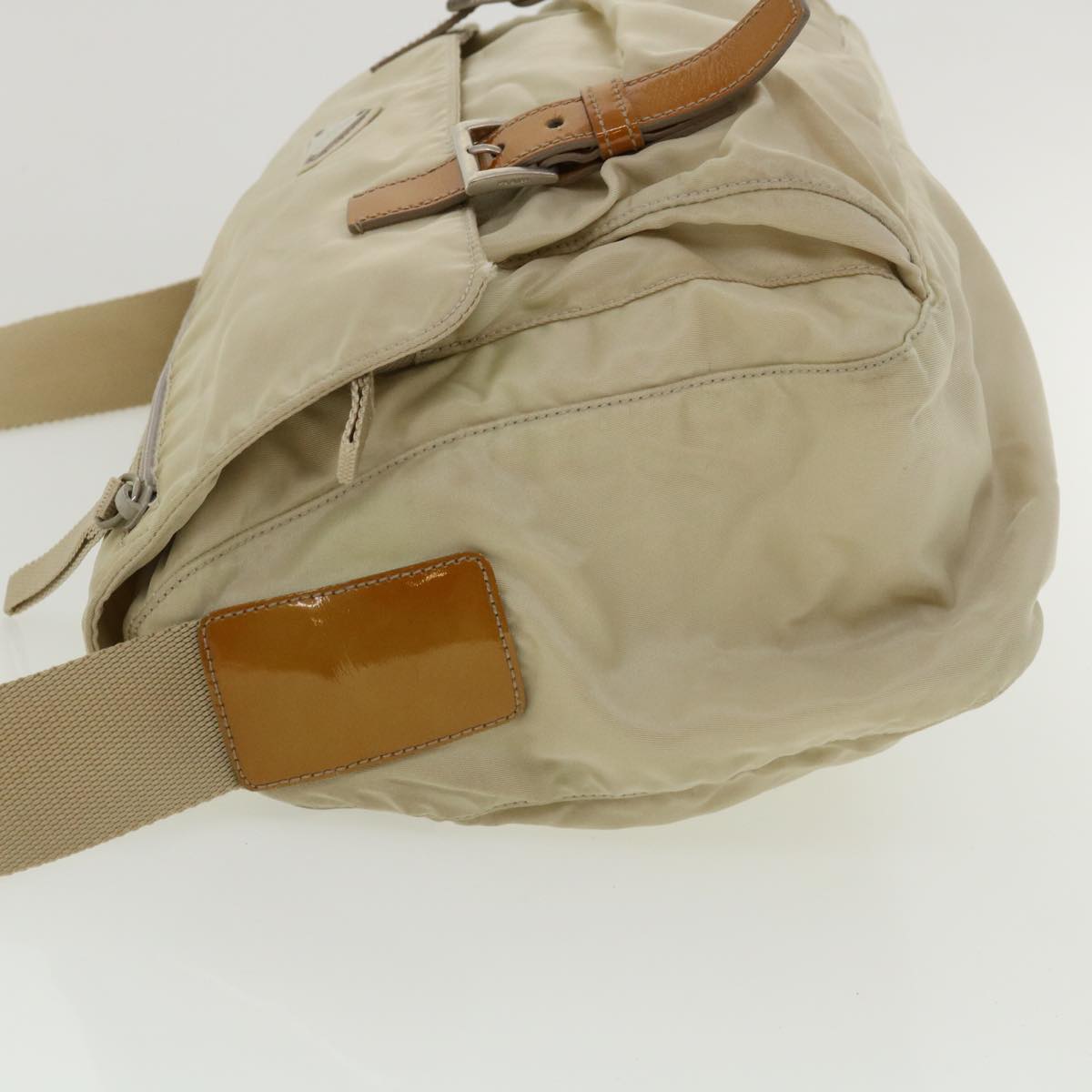 PRADA Shoulder Bag Nylon Cream Auth ki2717