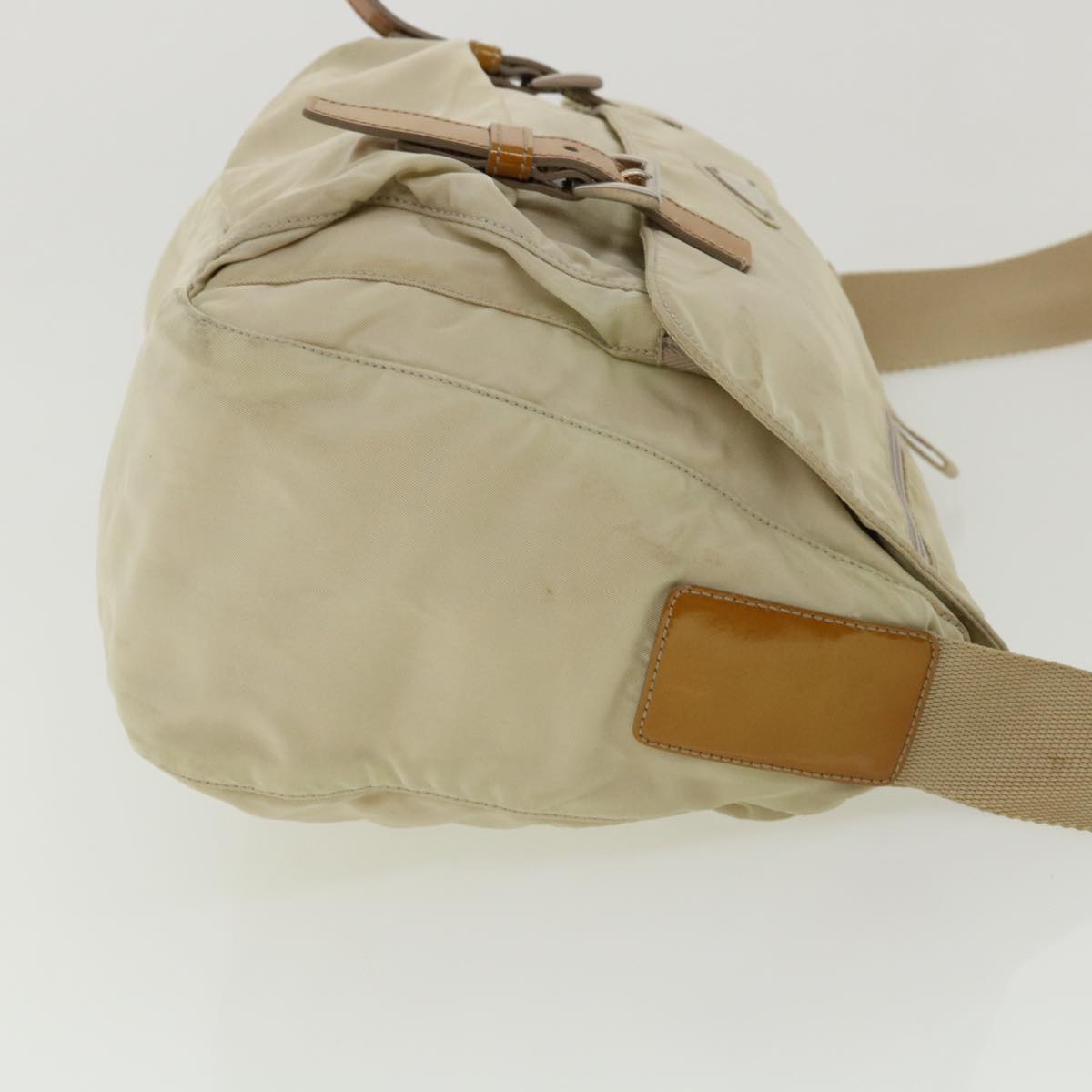 PRADA Shoulder Bag Nylon Cream Auth ki2717