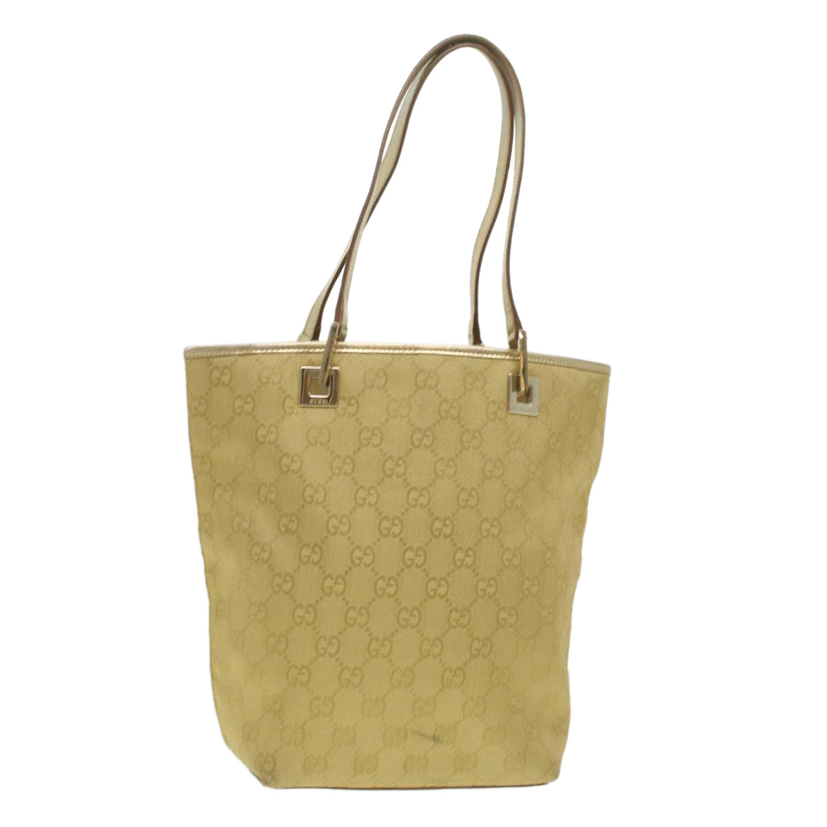 GUCCI GG Canvas Tote Bag Gold Tone 002.1099.001998 Auth ki2751