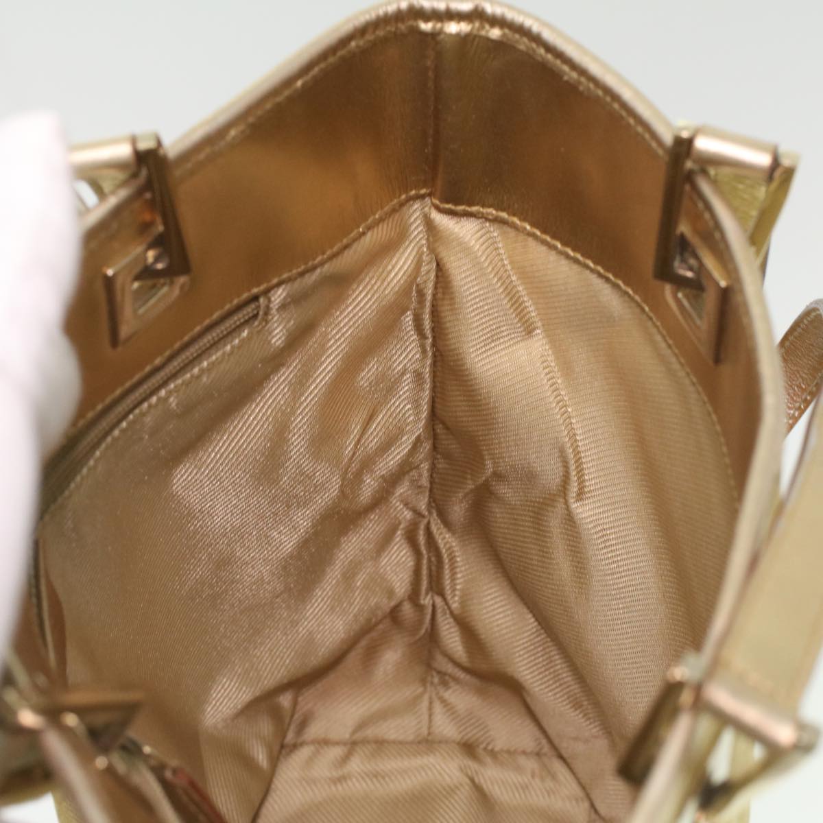 GUCCI GG Canvas Tote Bag Gold Tone 002.1099.001998 Auth ki2751