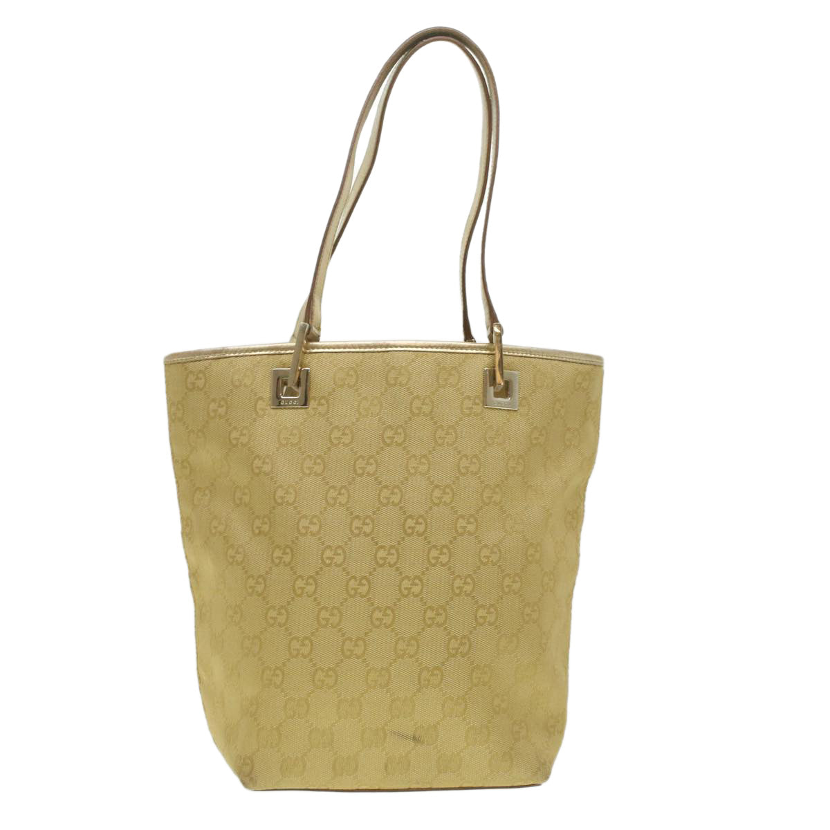 GUCCI GG Canvas Tote Bag Gold Tone 002.1099.001998 Auth ki2751