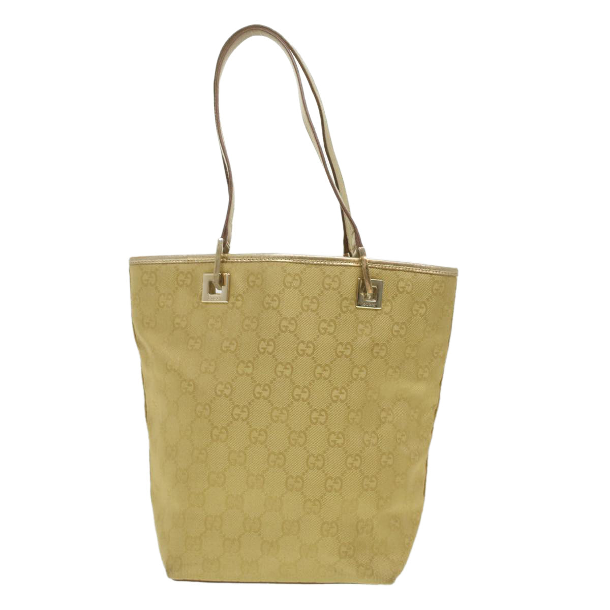 GUCCI GG Canvas Tote Bag Gold Tone 002.1099.001998 Auth ki2751