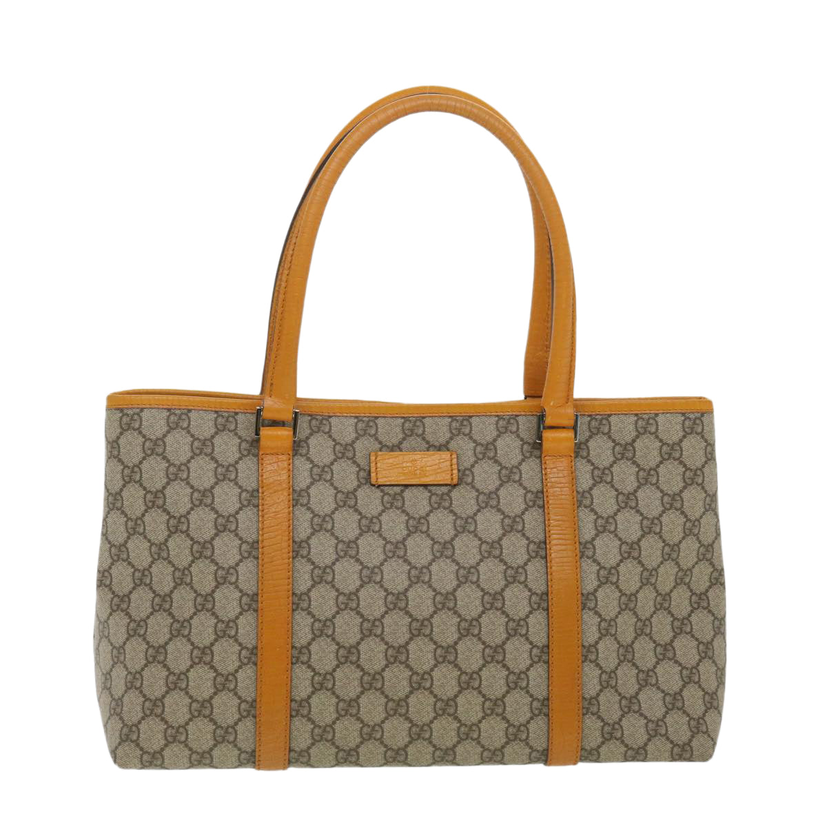 GUCCI GG Canvas Tote Bag PVC Leather Orange Beige 114595 Auth ki2771