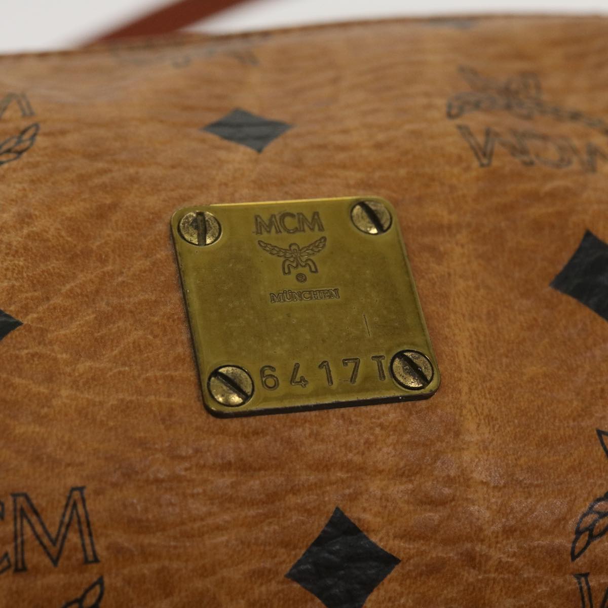 MCM Logogram Vicetos Shoulder Bag PVC Leather Brown Auth ki2791
