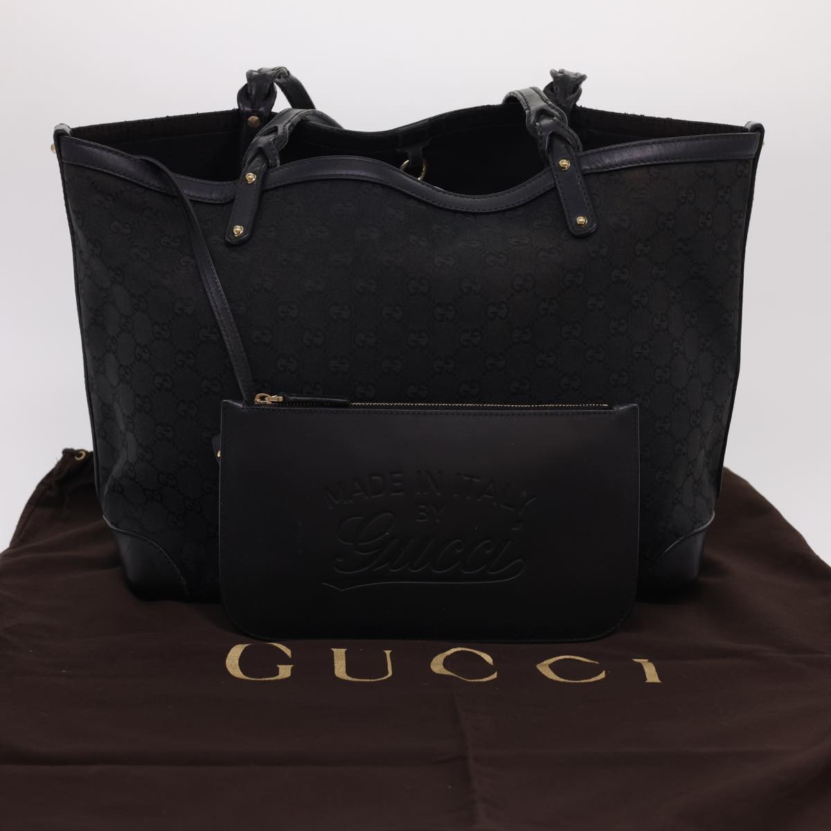 GUCCI GG Canvas Tote Bag Black 247209 Auth ki2823