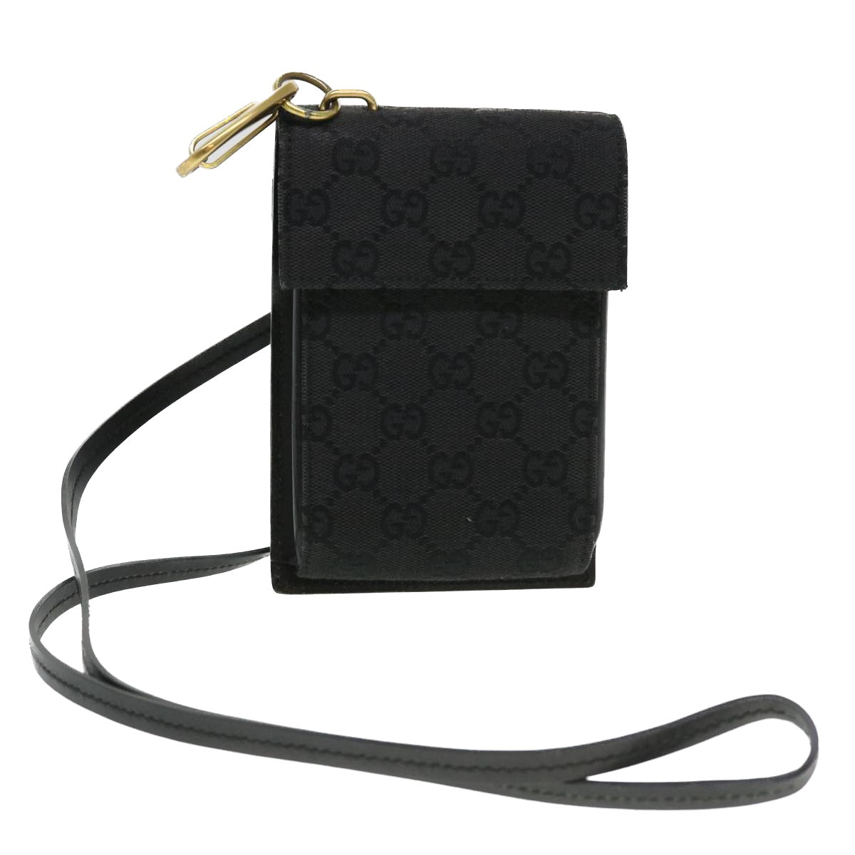 GUCCI GG Canvas Shoulder Bag Black 106692 Auth ki2839