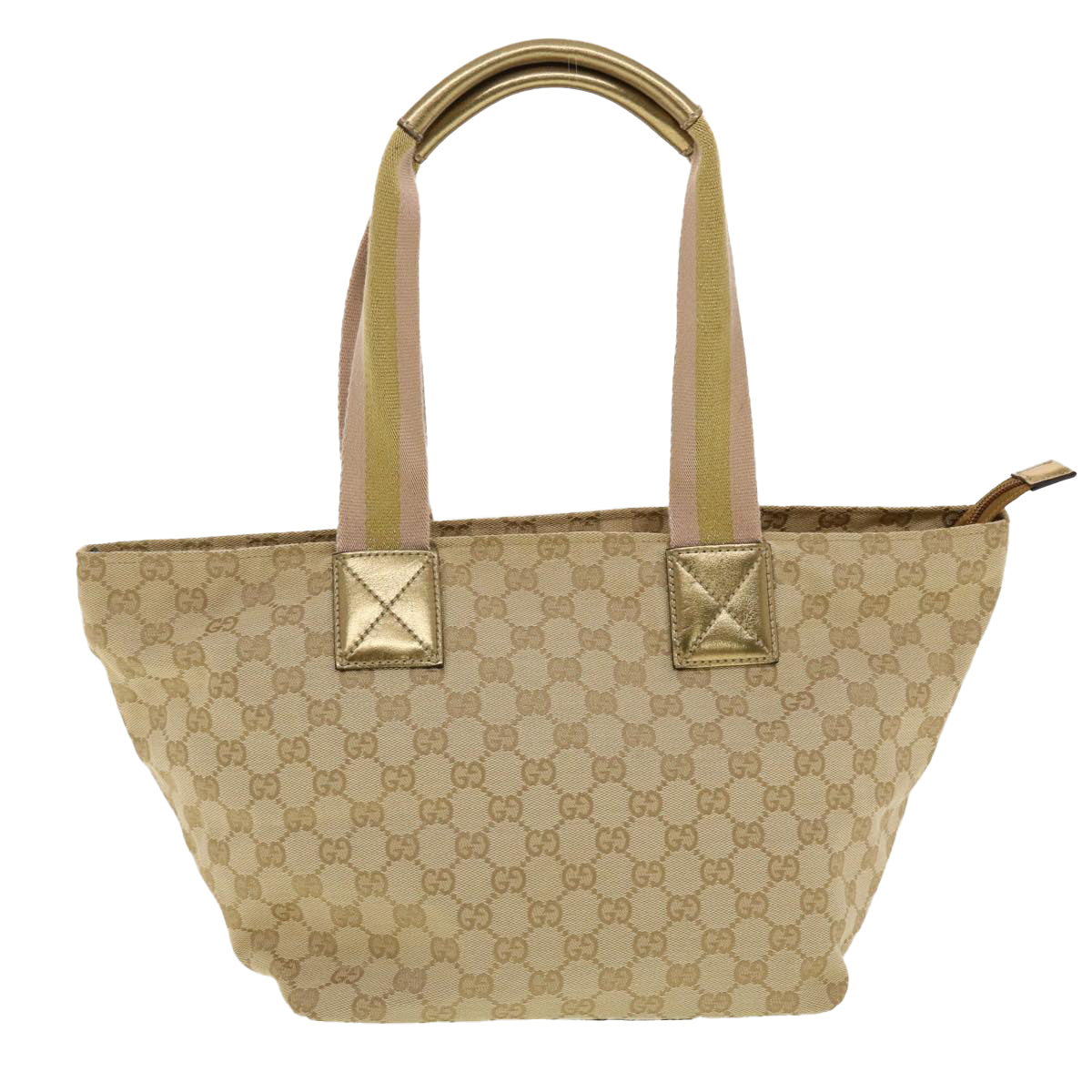 GUCCI GG Canvas Sherry Line Tote Bag Gold Pink 131230 Auth ki2872 - 0