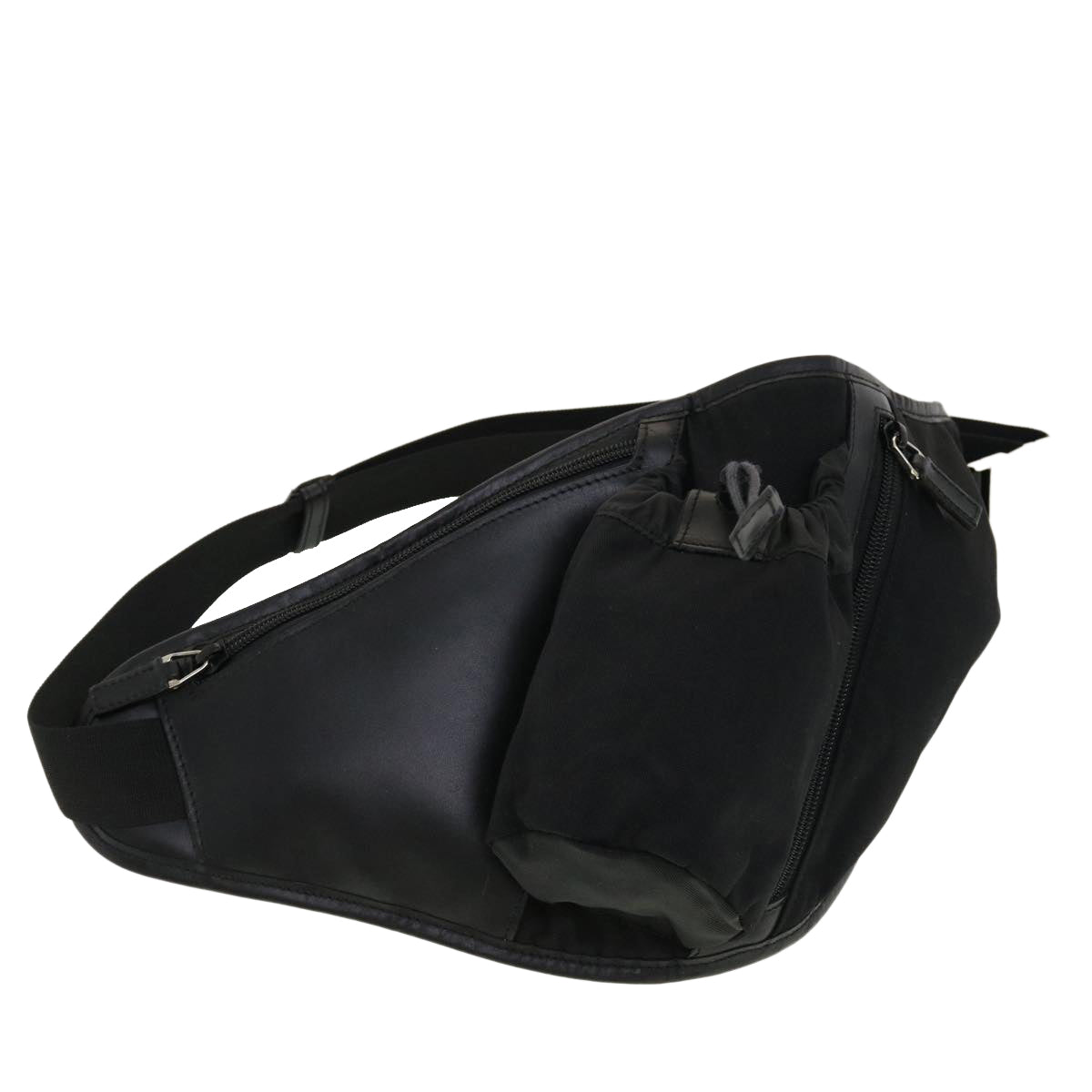 GUCCI Waist Bag Nylon Leather Black Auth ki2883