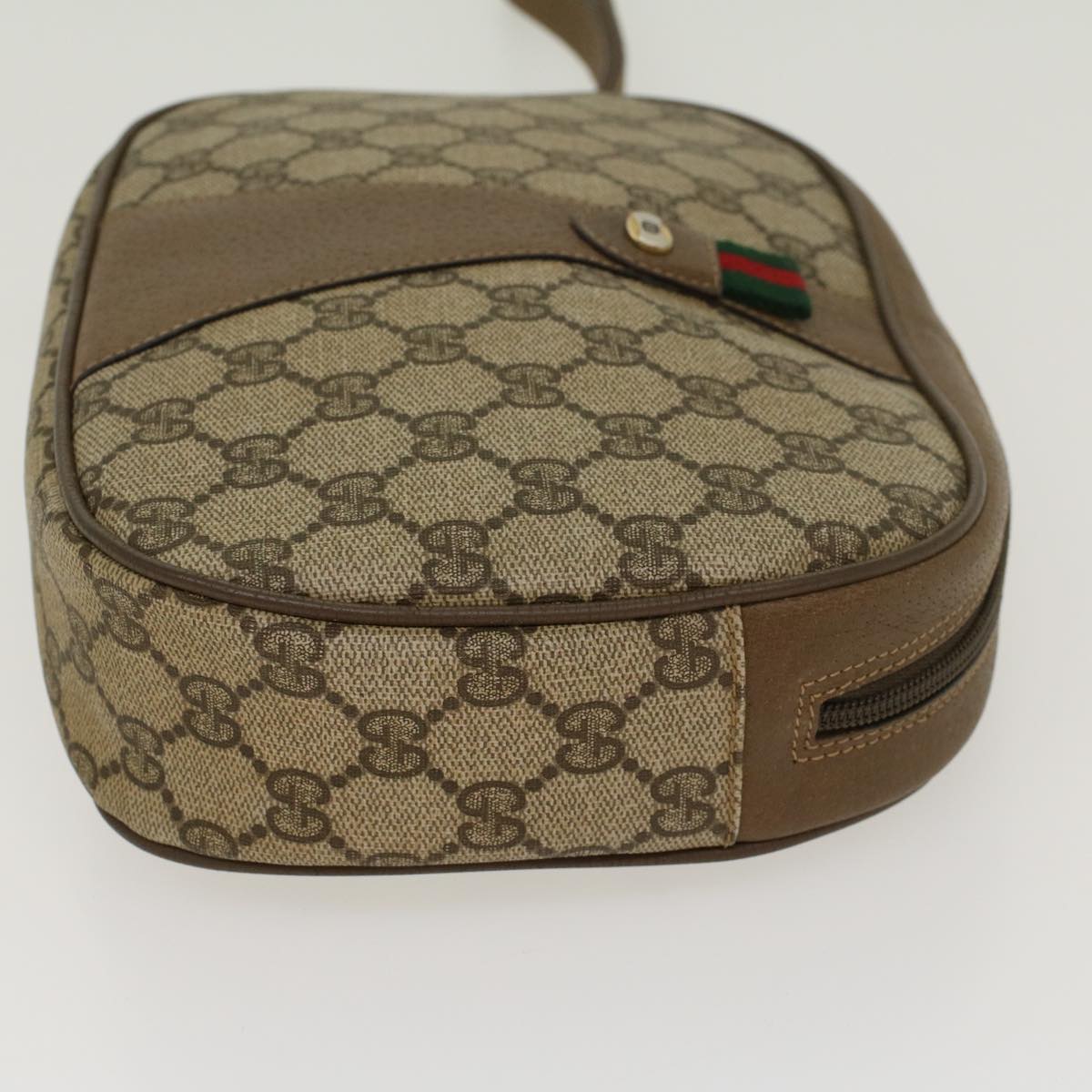 GUCCI GG Canvas Web Sherry Line Clutch Bag Beige Red Green 8901034 Auth ki2937