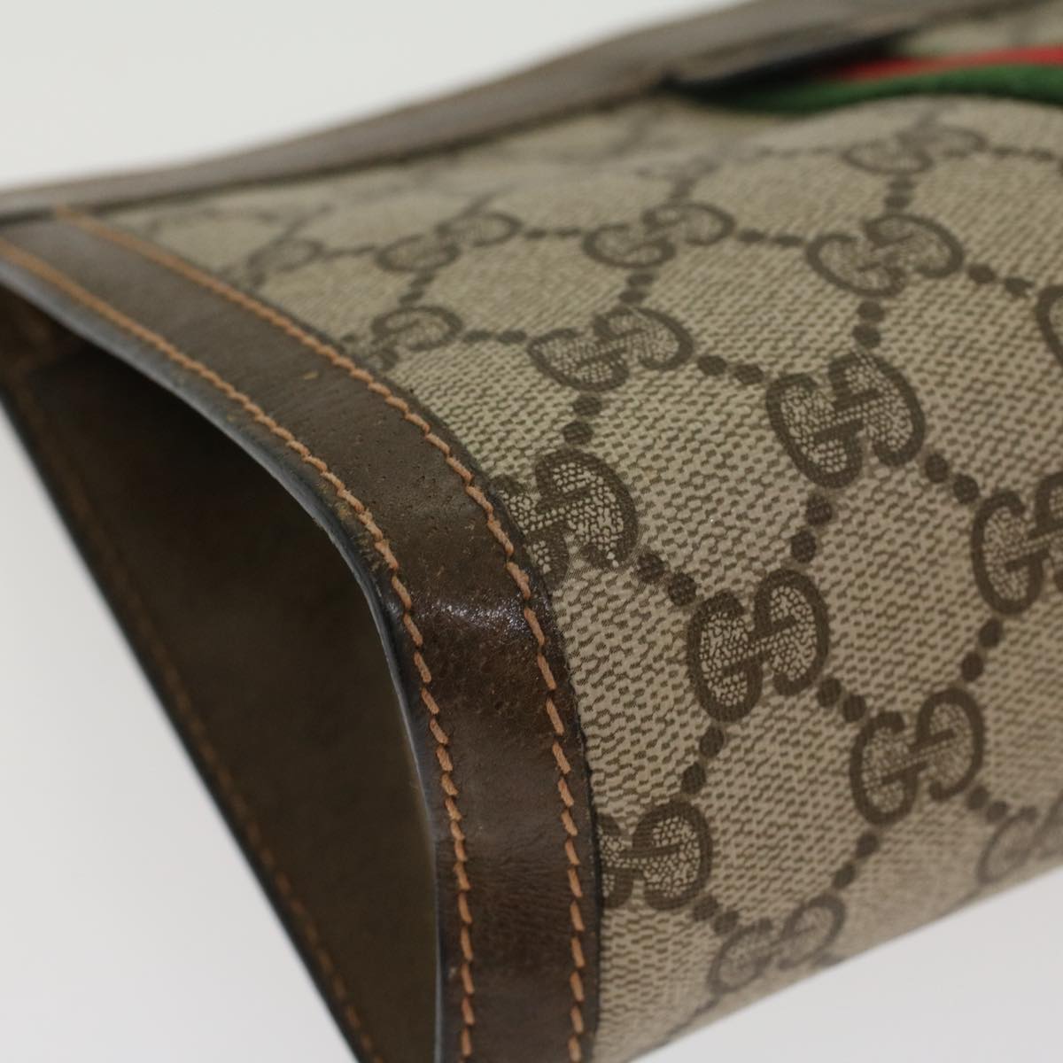 GUCCI GG Canvas Web Sherry Line Clutch Bag Beige Red Green 8901001 Auth ki2945