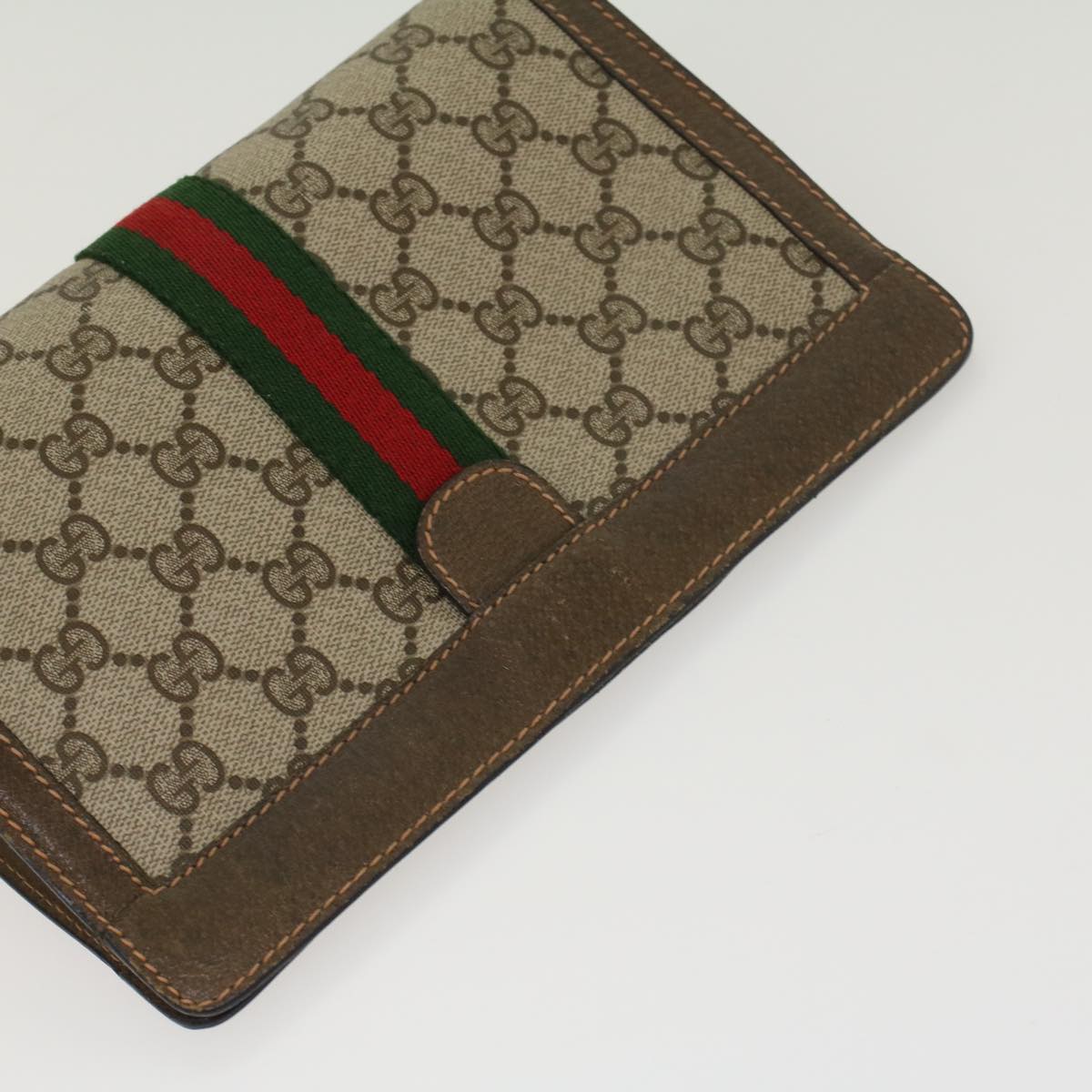 GUCCI GG Canvas Web Sherry Line Clutch Bag Beige Red Green 8901001 Auth ki2945