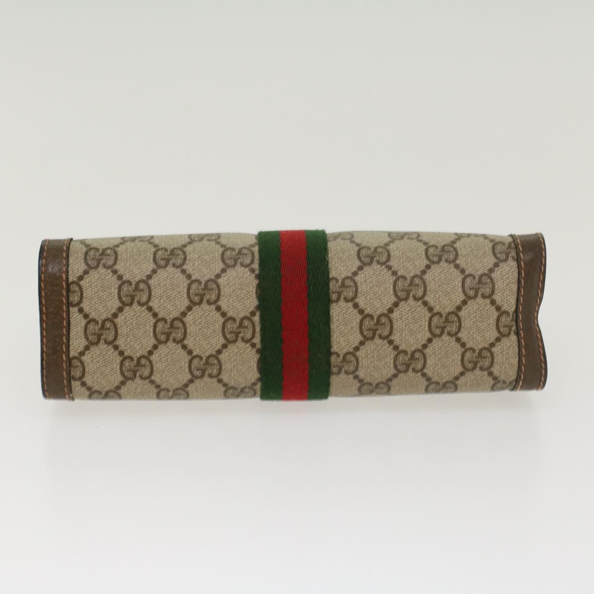 GUCCI GG Canvas Web Sherry Line Clutch Bag Beige Red Green 8901001 Auth ki2945