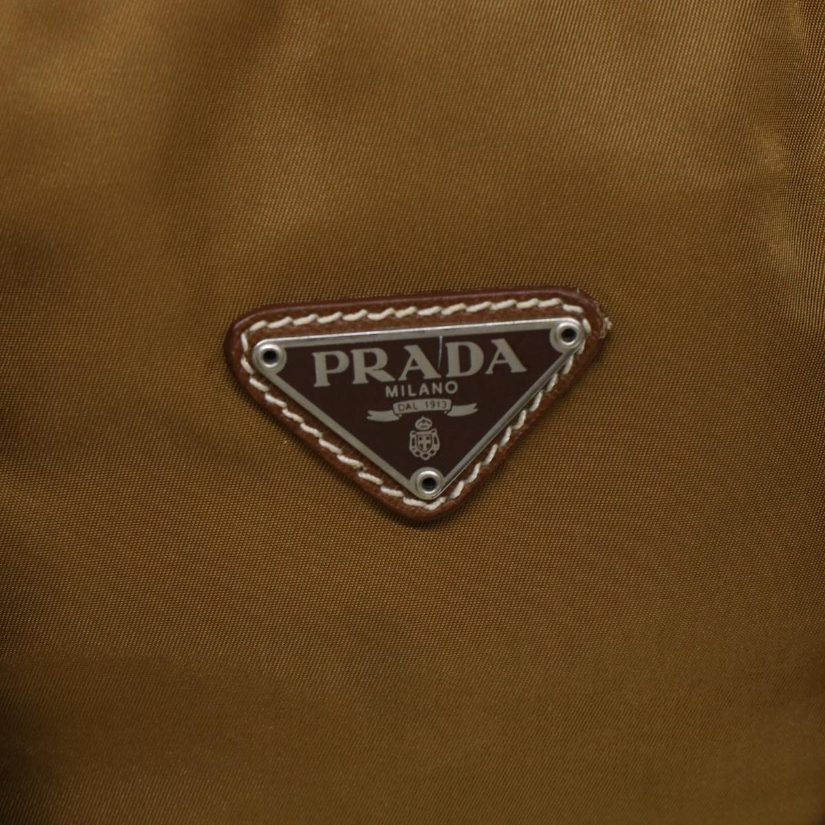 PRADA Boston Bag Nylon Brown Auth ki2946