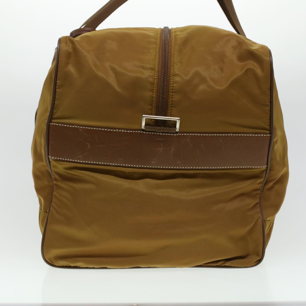 PRADA Boston Bag Nylon Brown Auth ki2946