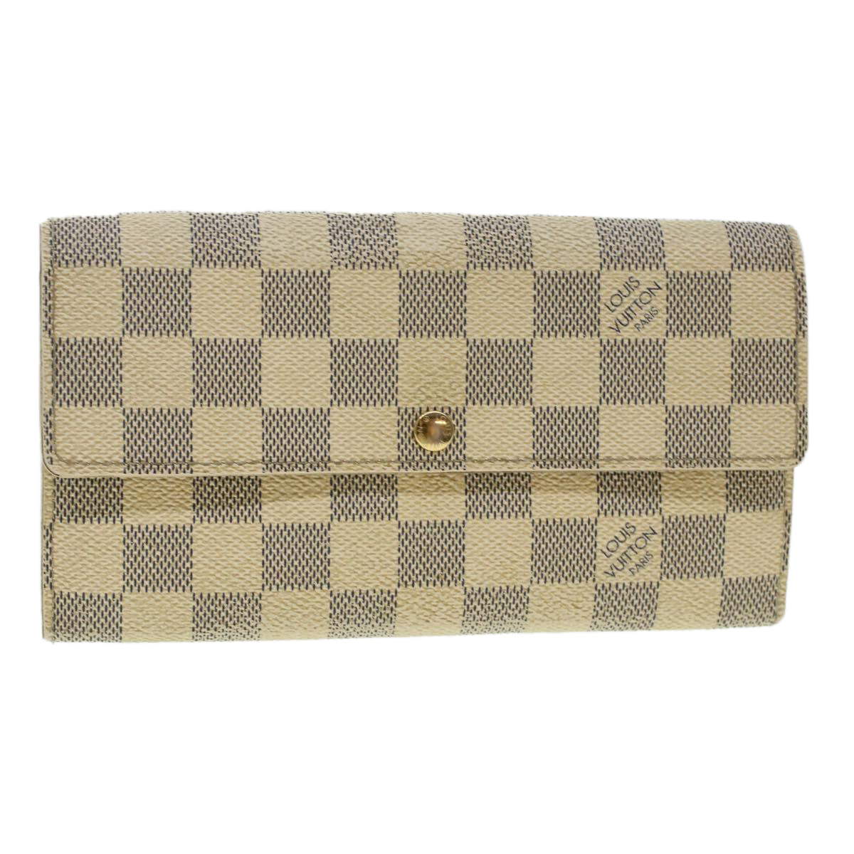 LOUIS VUITTON Damier Azur Portefeuille Sarah Long Wallet N63208 LV Auth ki2985