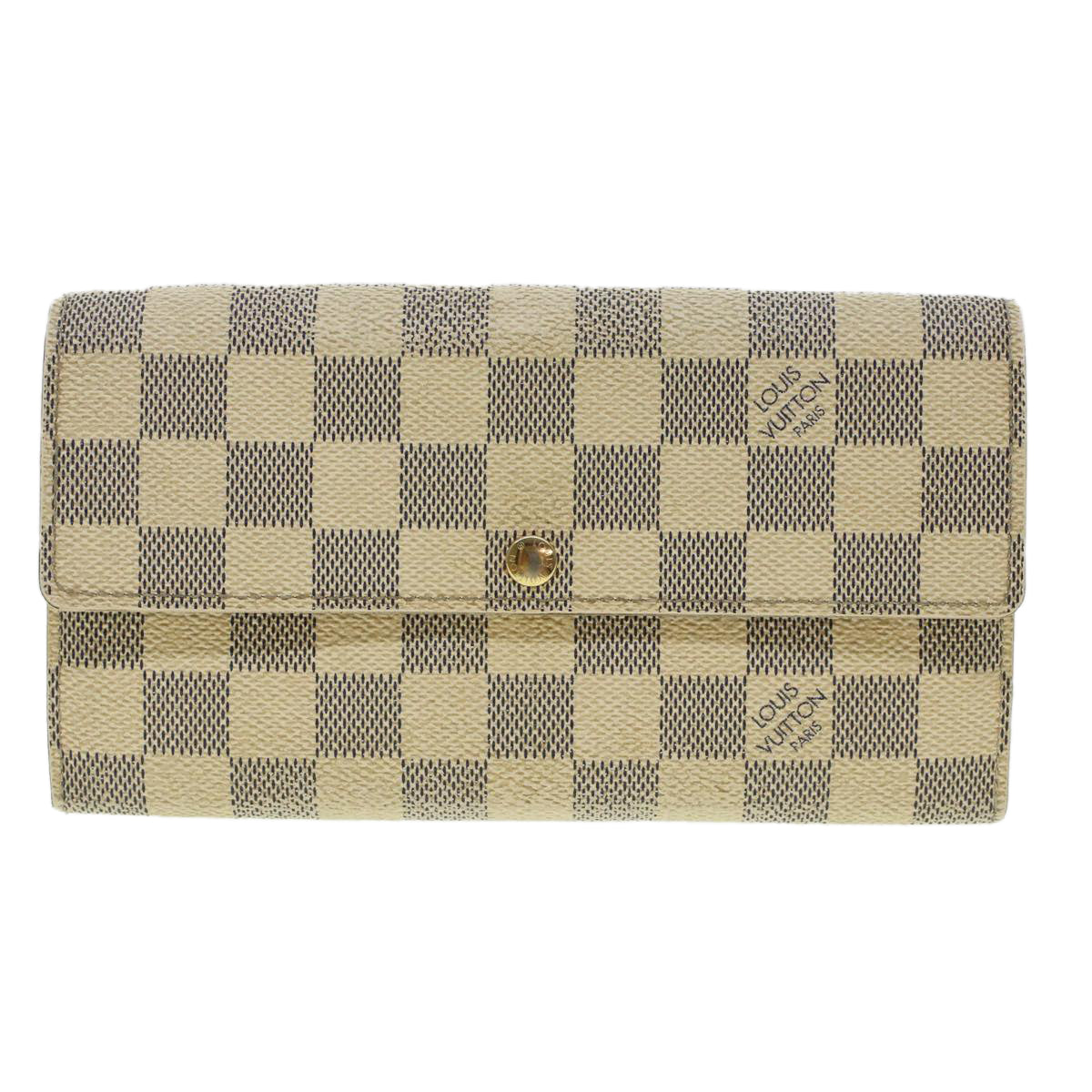 LOUIS VUITTON Damier Azur Portefeuille Sarah Long Wallet N63208 LV Auth ki2985