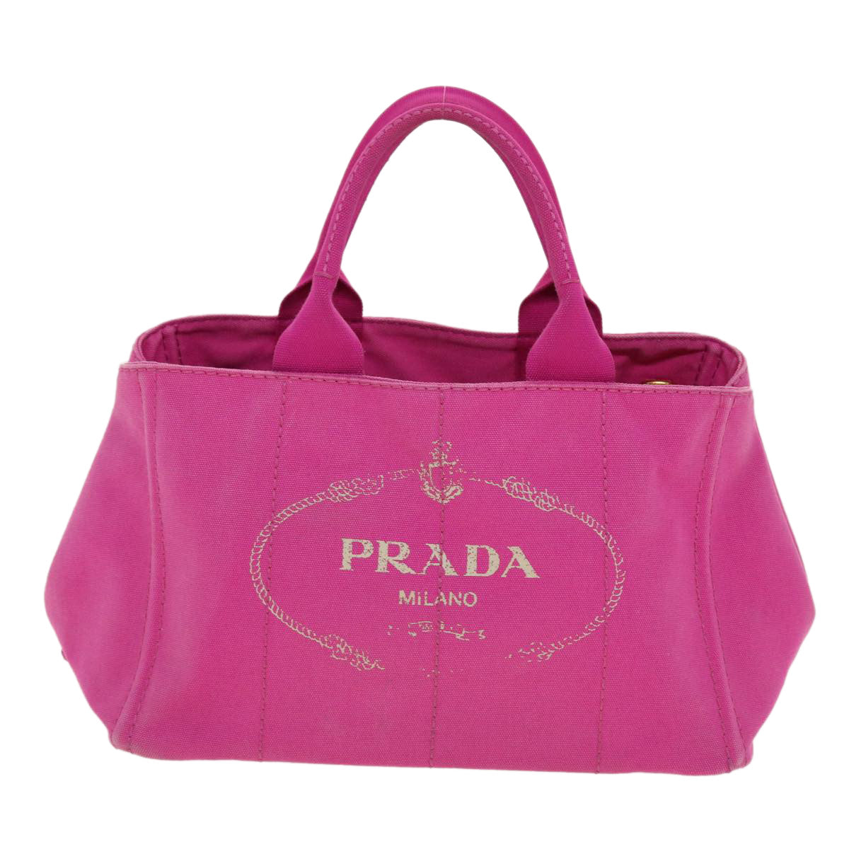 PRADA Canapa Hand Bag Canvas 2way Pink Auth ki2993