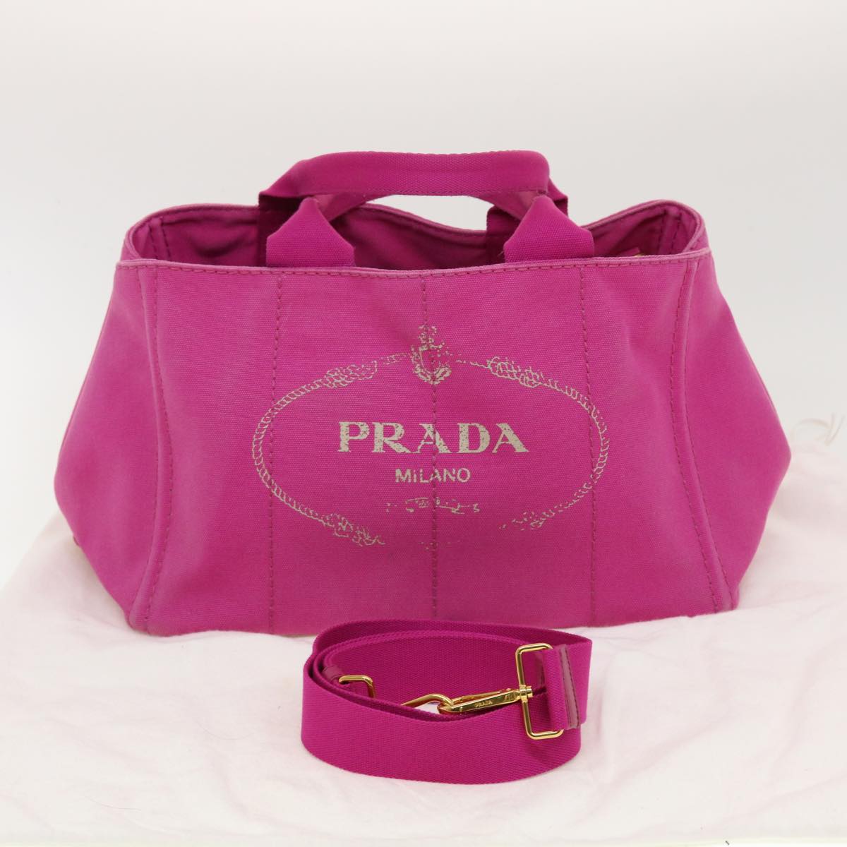 PRADA Canapa Hand Bag Canvas 2way Pink Auth ki2993