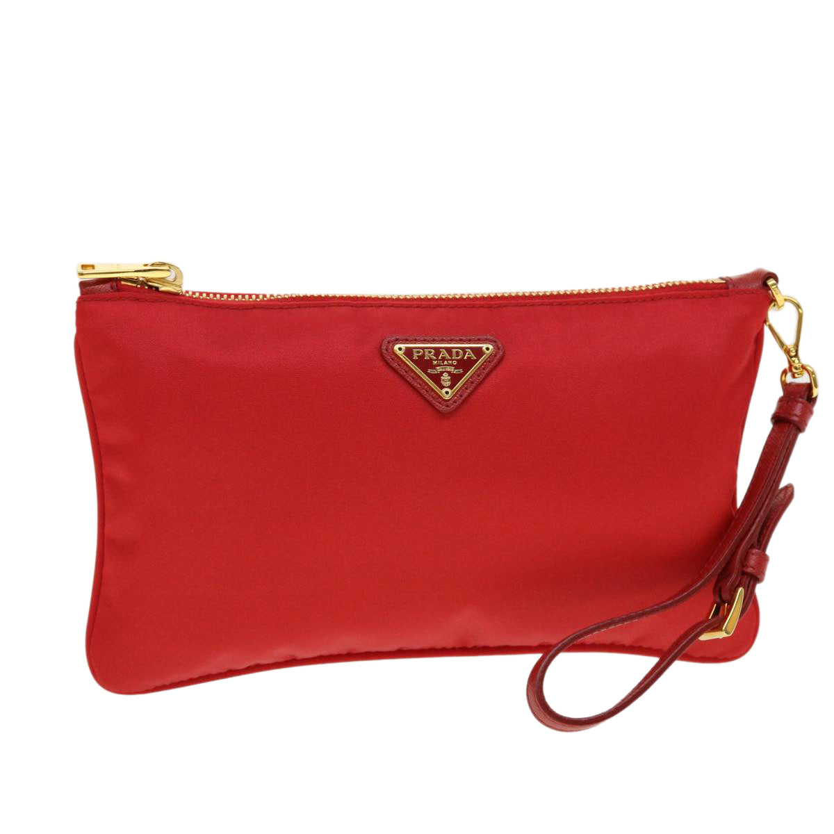 PRADA Accessory Pouch Nylon Red Auth ki3000