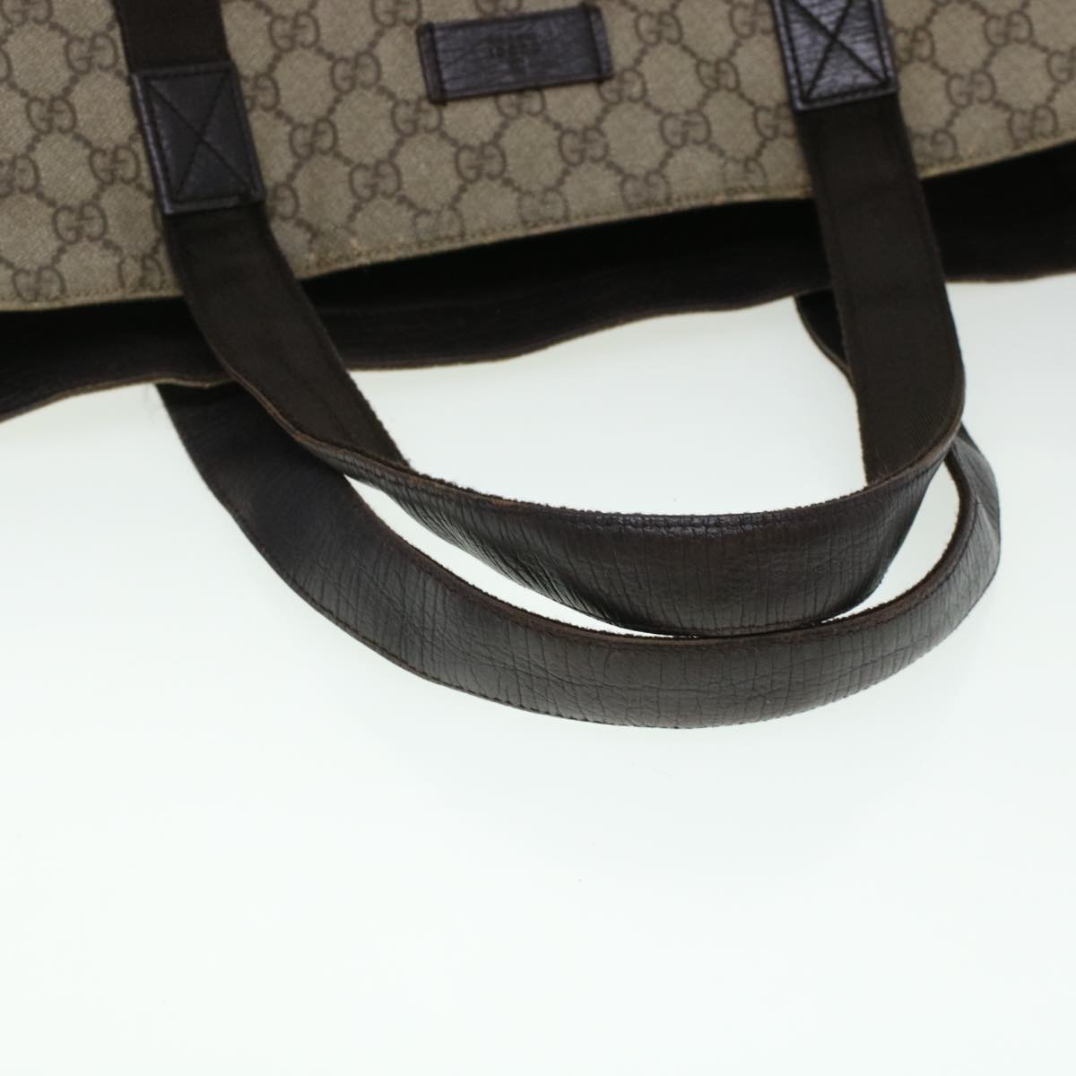 GUCCI GG Canvas Tote Bag PVC Leather Beige 141624 Auth ki3005