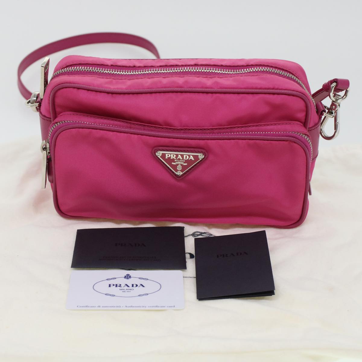 PRADA Shoulder Bag Nylon Pink Auth ki3009