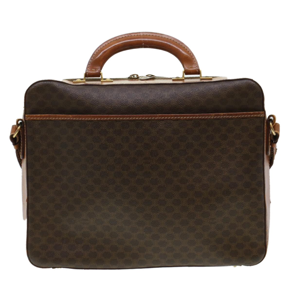 CELINE Macadam Canvas Briefcase PVC Leather 2way Brown Auth ki3039 - 0