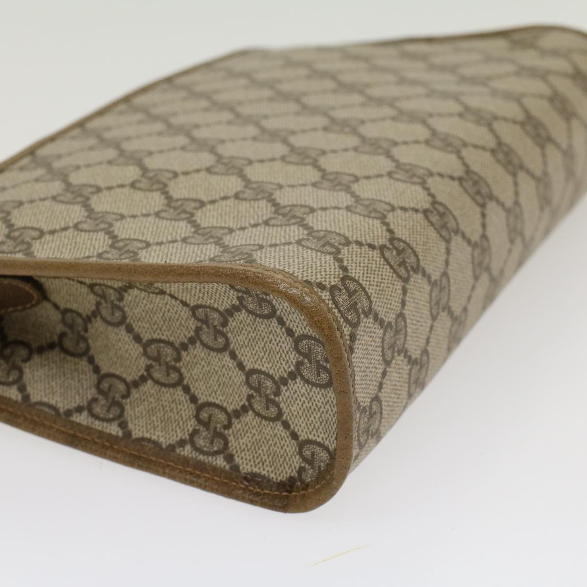 GUCCI GG Canvas Clutch Bag PVC Leather Beige 97.01.037 Auth ki3062