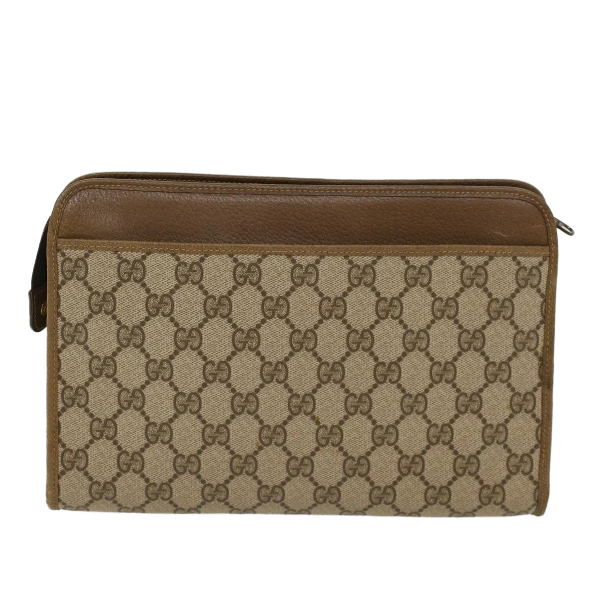 GUCCI GG Canvas Clutch Bag PVC Leather Beige 97.01.037 Auth ki3062 - 0