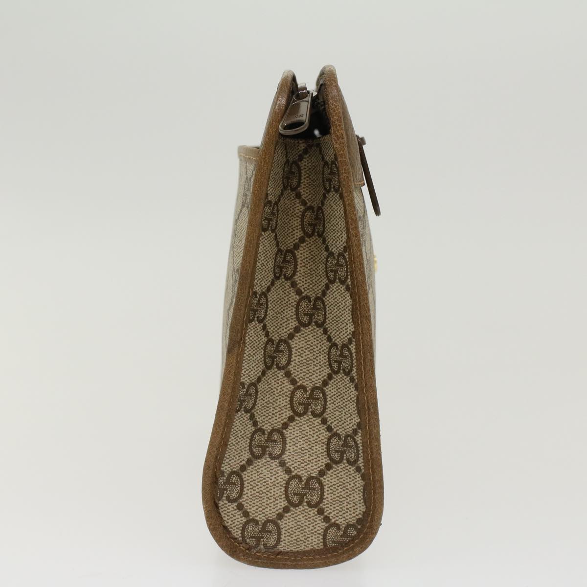 GUCCI GG Canvas Clutch Bag PVC Leather Beige 97.01.037 Auth ki3062