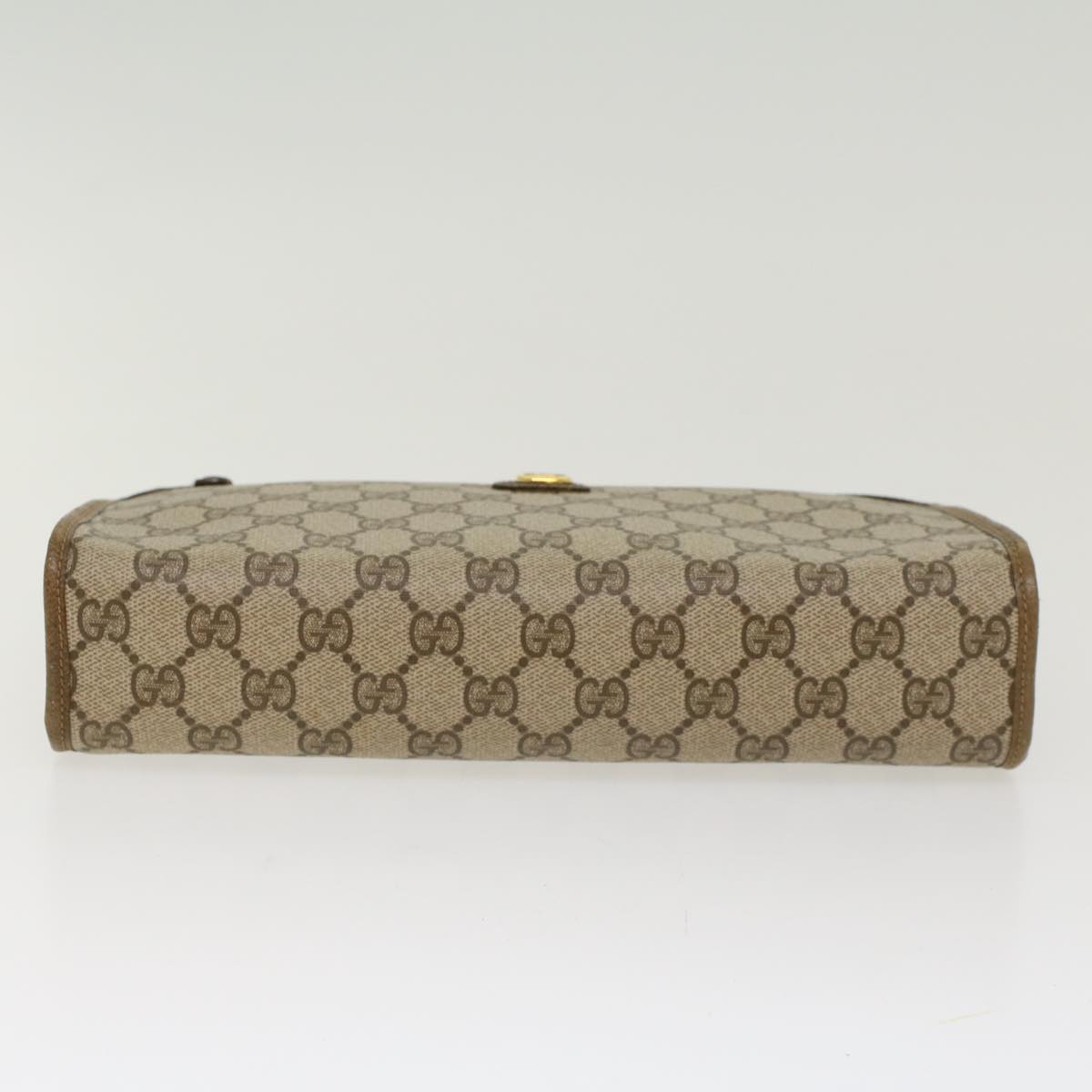 GUCCI GG Canvas Clutch Bag PVC Leather Beige 97.01.037 Auth ki3062