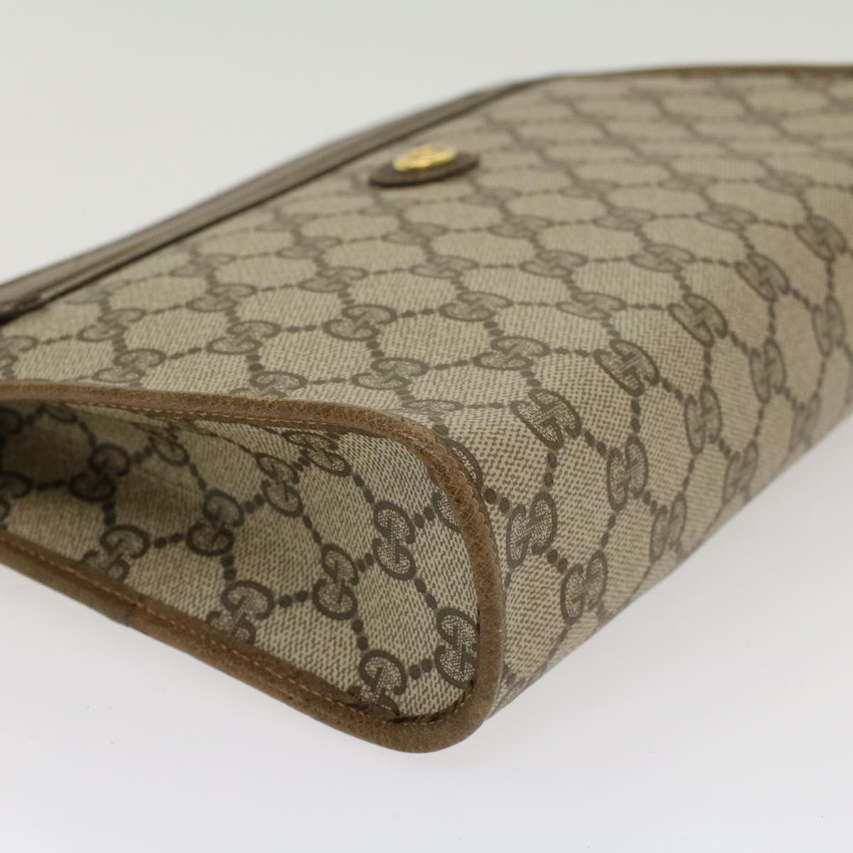 GUCCI GG Canvas Clutch Bag PVC Leather Beige 97.01.037 Auth ki3062