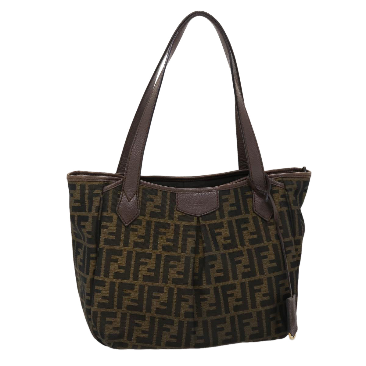 FENDI Zucca Canvas Tote Bag Black Brown Auth ki3076