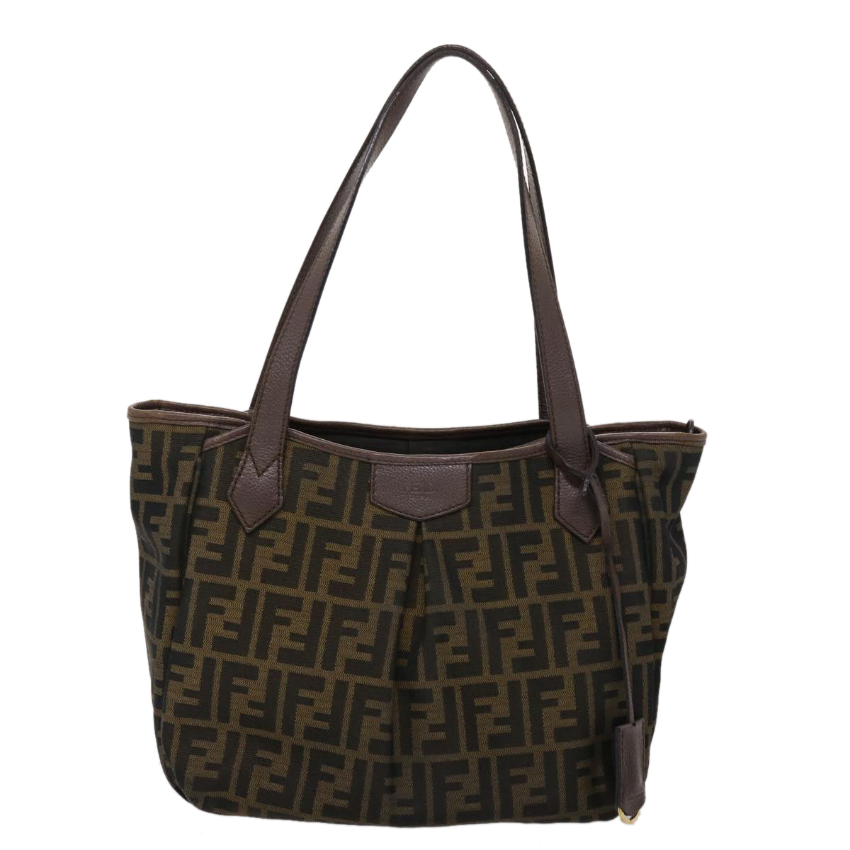 FENDI Zucca Canvas Tote Bag Black Brown Auth ki3076