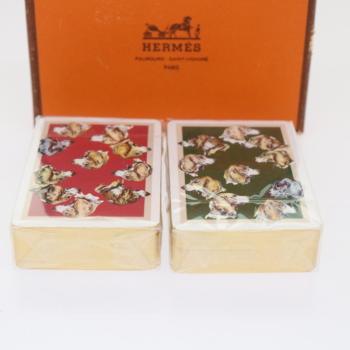 HERMES Playing Cards 2Set Red Green Auth ki3137