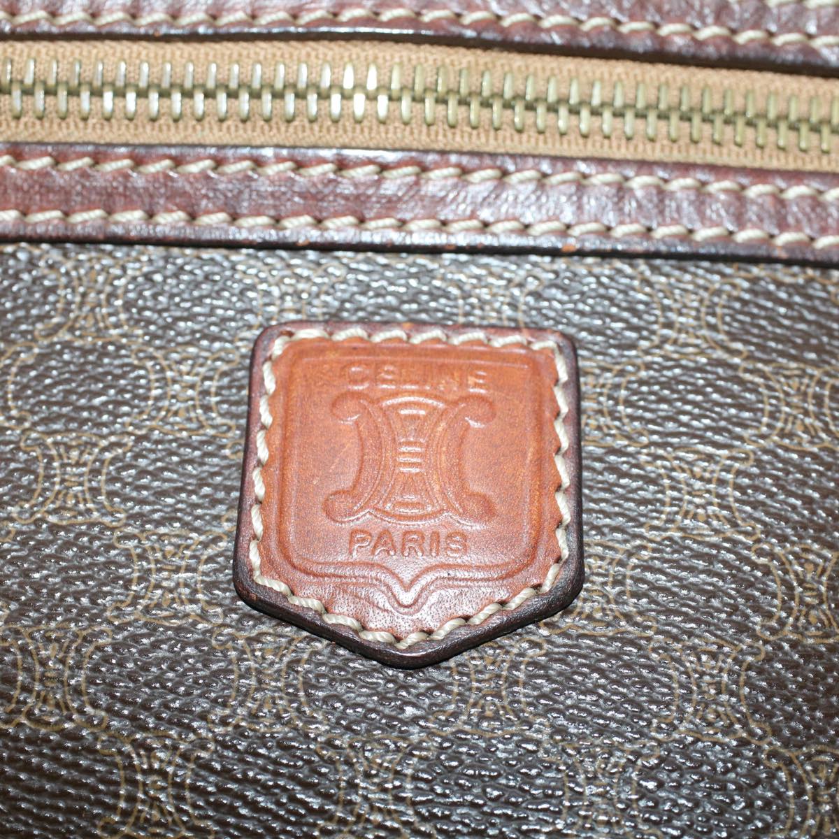 CELINE Macadam Canvas Clutch Bag PVC Leather Brown Auth ki3150