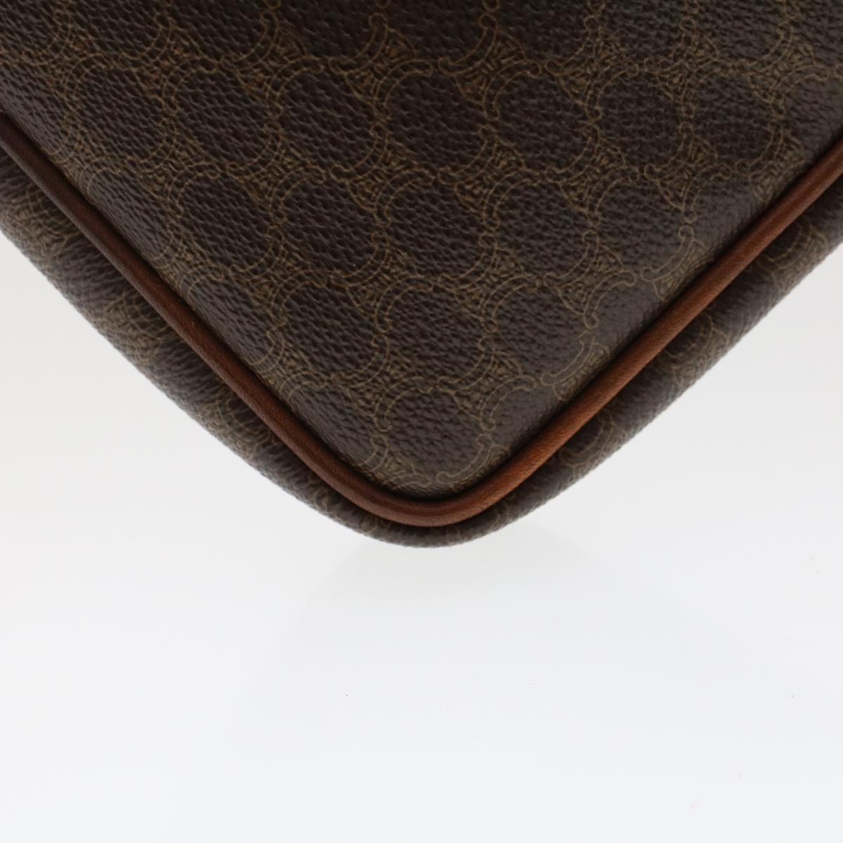 CELINE Macadam Canvas Clutch Bag PVC Leather Brown Auth ki3150