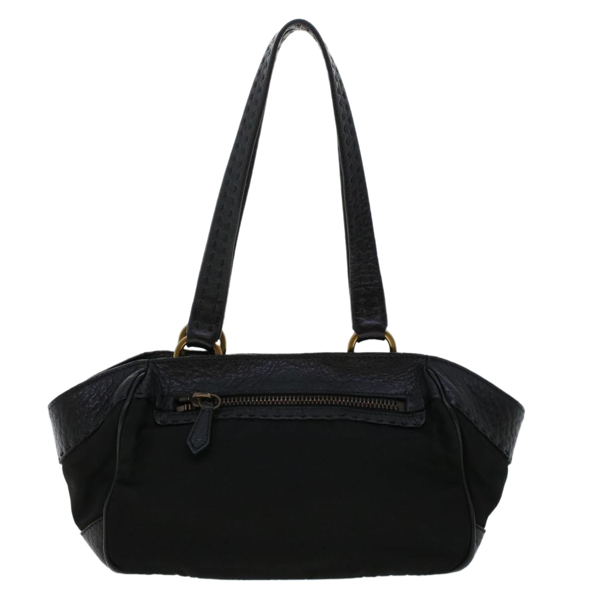 PRADA Hand Bag Nylon Leather Black Auth ki3155 - 0