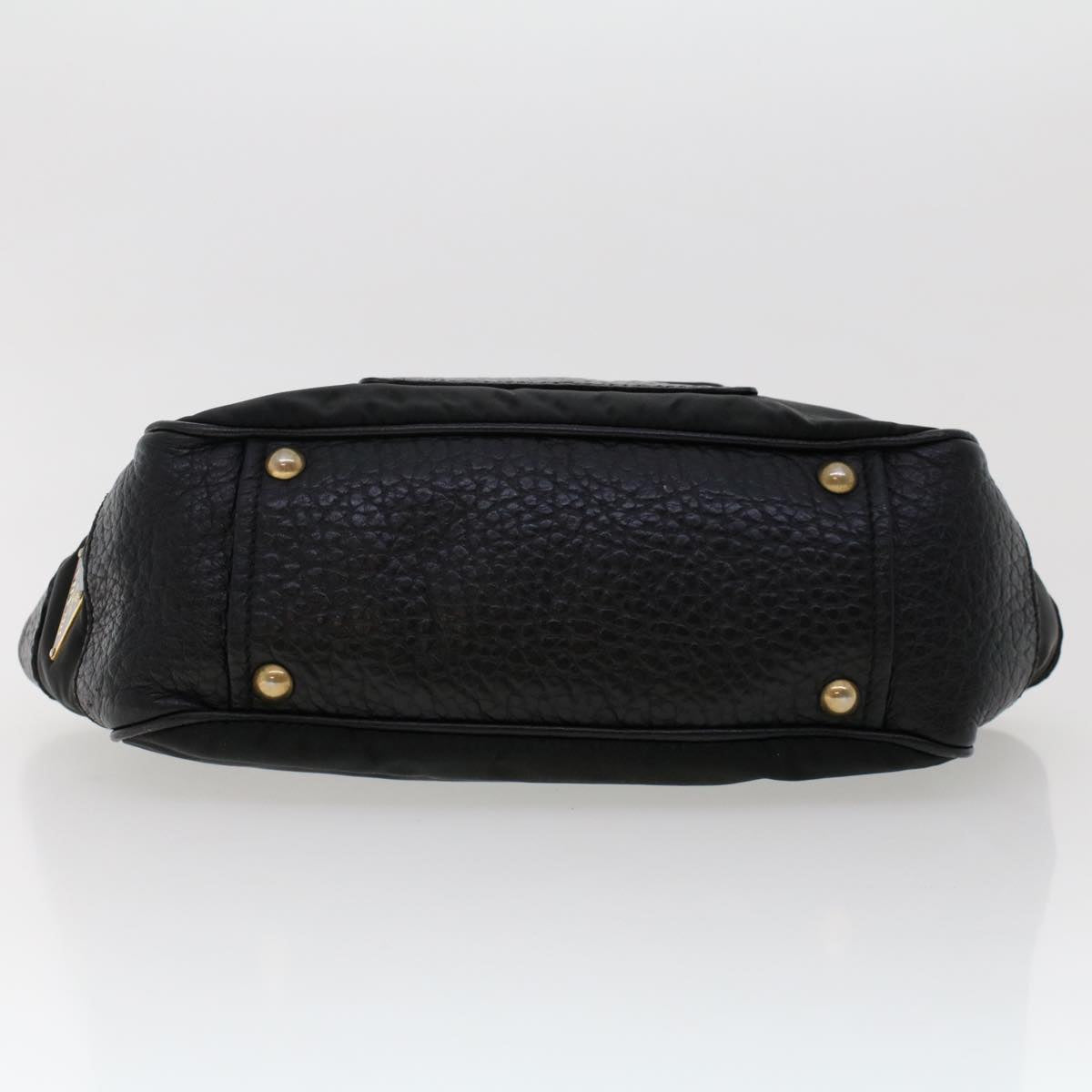 PRADA Hand Bag Nylon Leather Black Auth ki3155