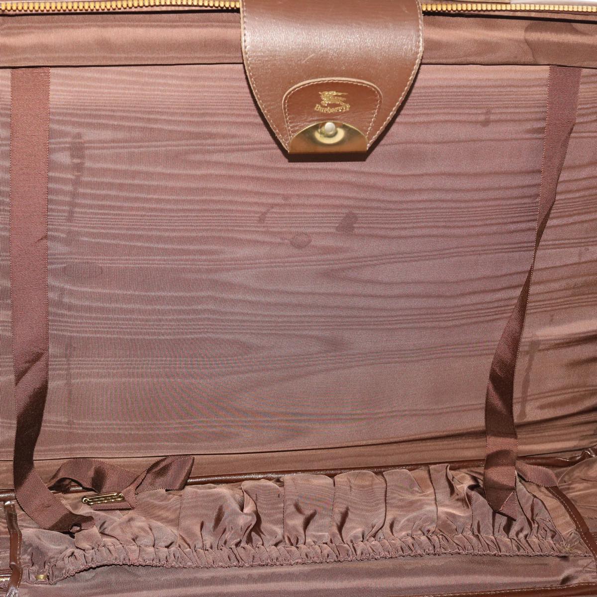 Burberrys Nova Check Boston Bag Canvas Leather 2way Beige Brown Auth ki3181