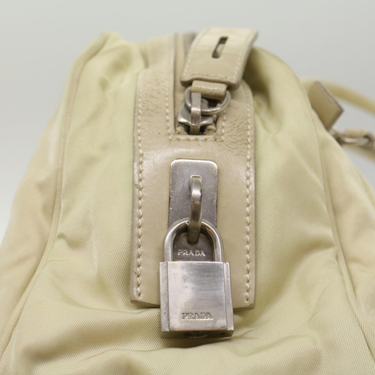 PRADA Hand Bag Nylon White Auth ki3224