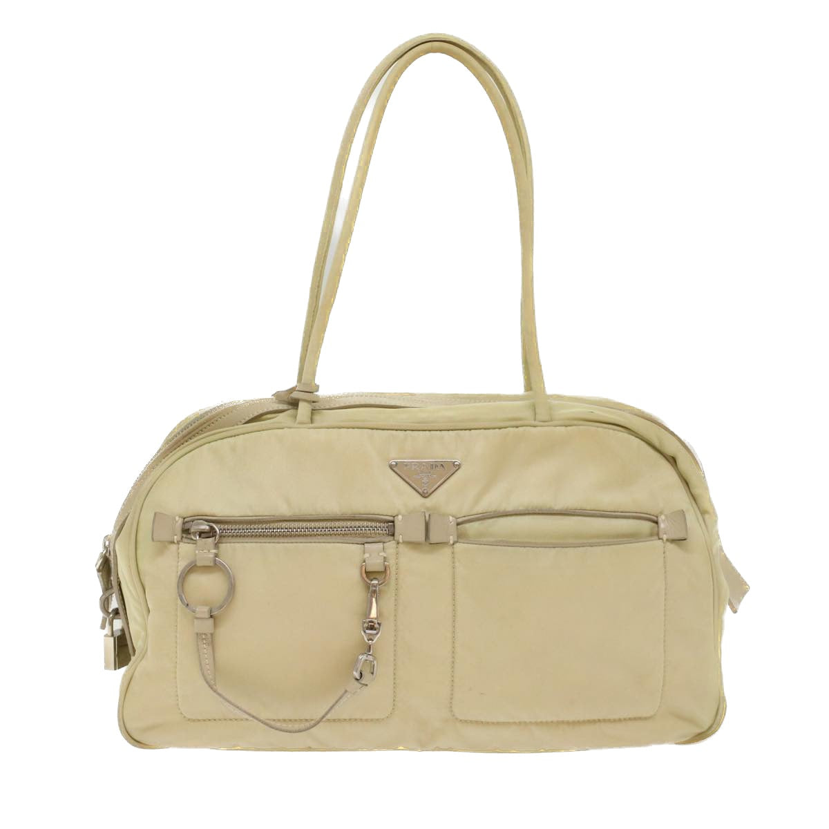 PRADA Hand Bag Nylon White Auth ki3224