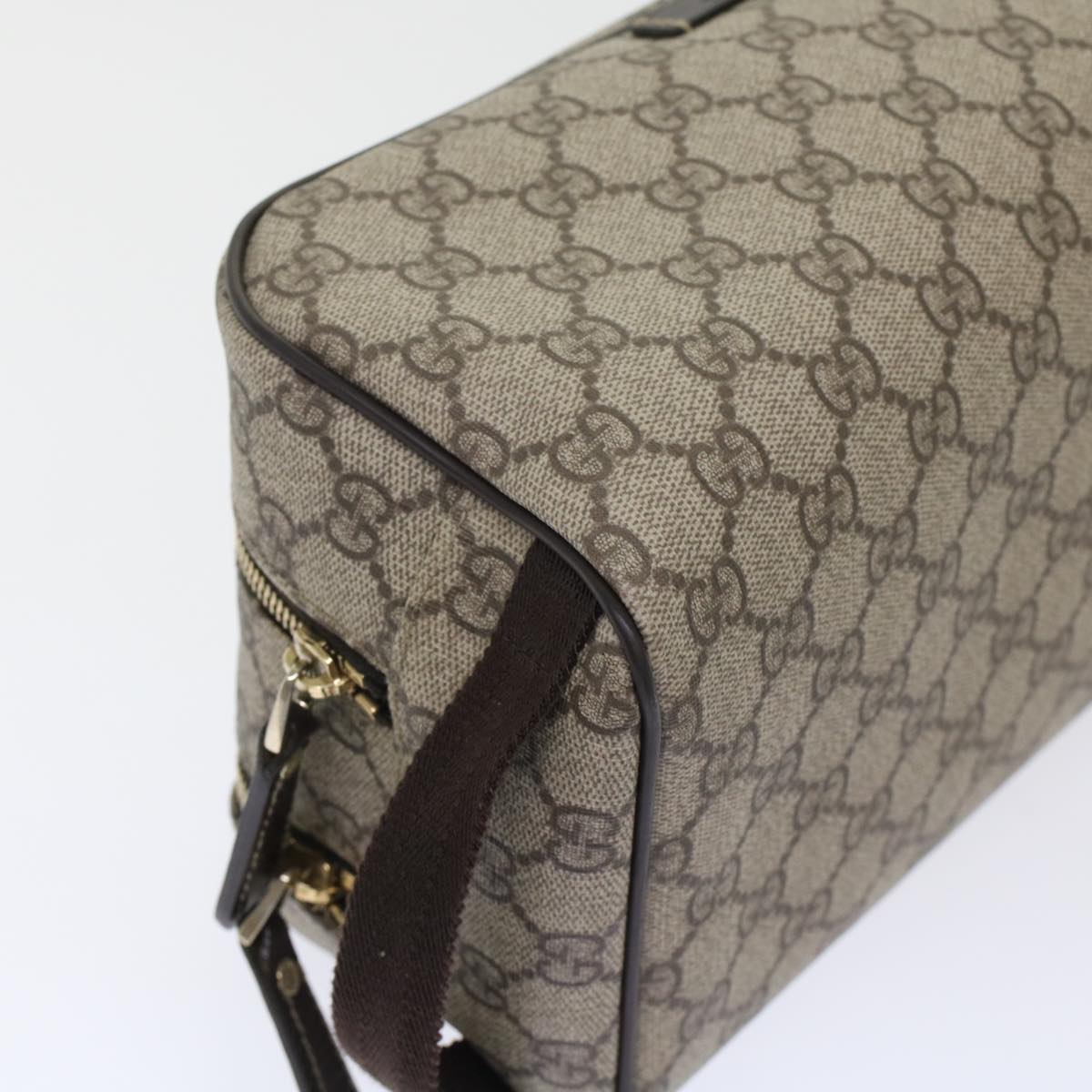 GUCCI GG Canvas Clutch Bag PVC Leather Beige 211125 Auth ki3227