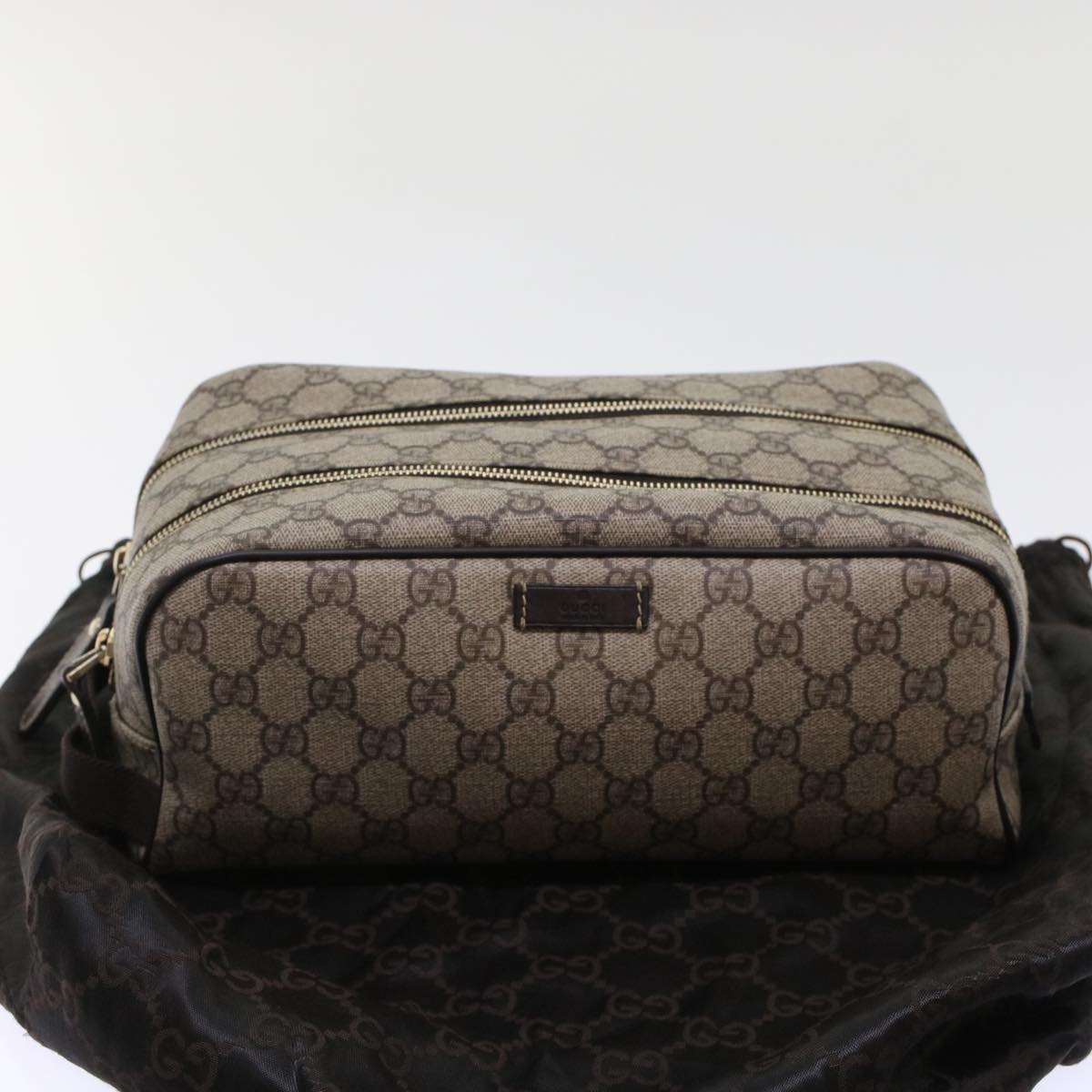 GUCCI GG Canvas Clutch Bag PVC Leather Beige 211125 Auth ki3227