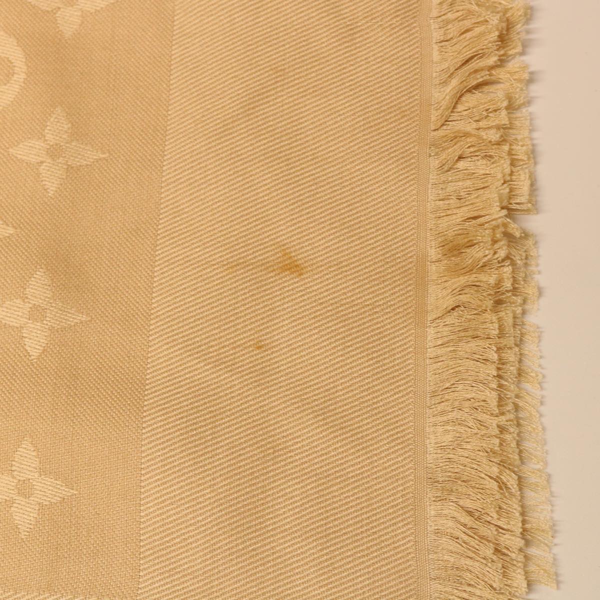 LOUIS VUITTON Monogram Shawl Silk Beige LV Auth ki3263