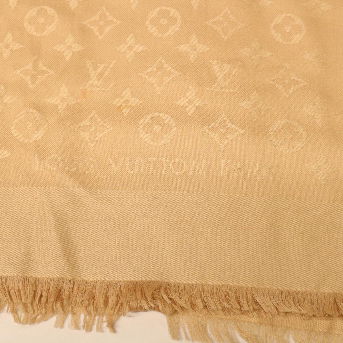 LOUIS VUITTON Monogram Shawl Silk Beige LV Auth ki3263