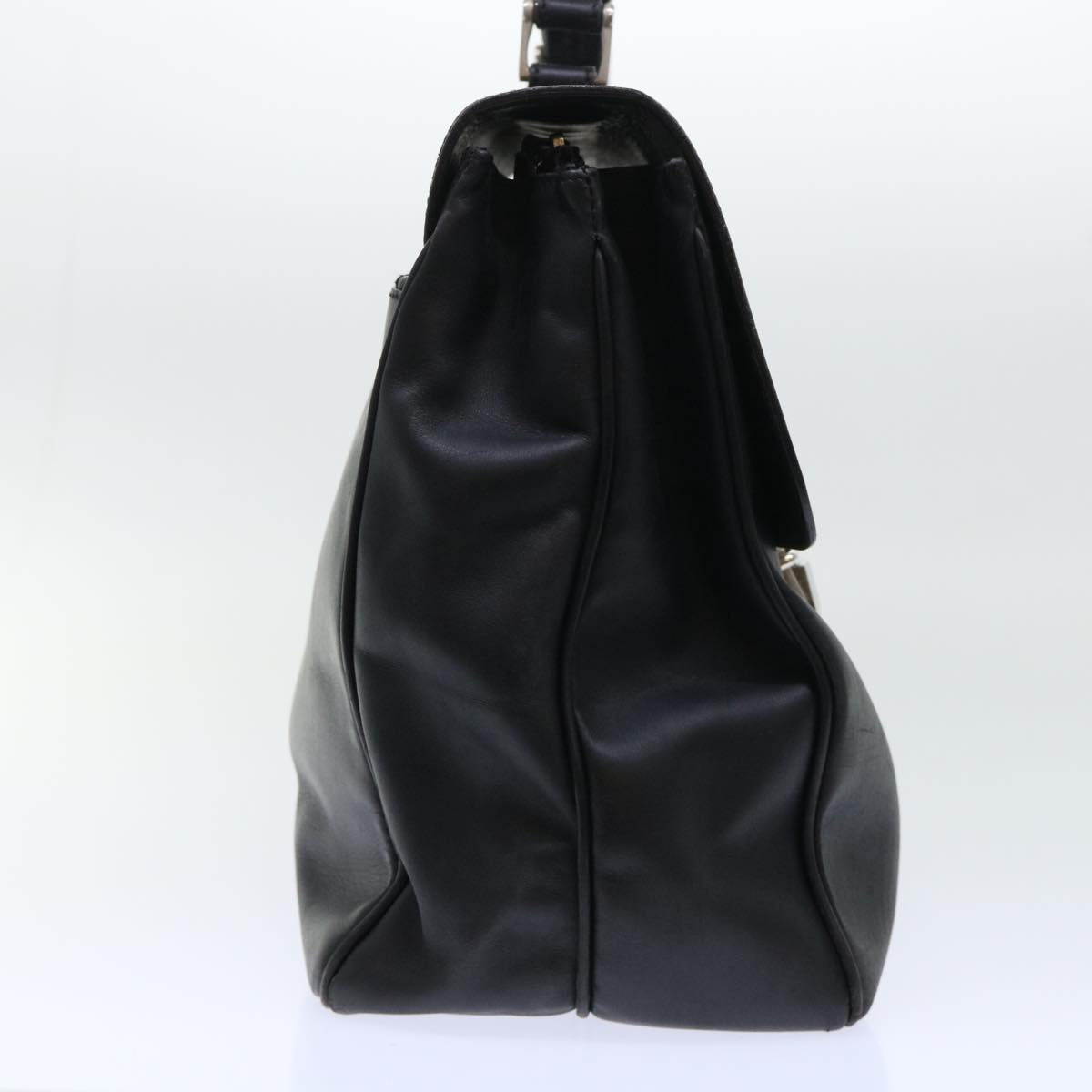 PRADA Business Bag Leather Black Auth ki3272